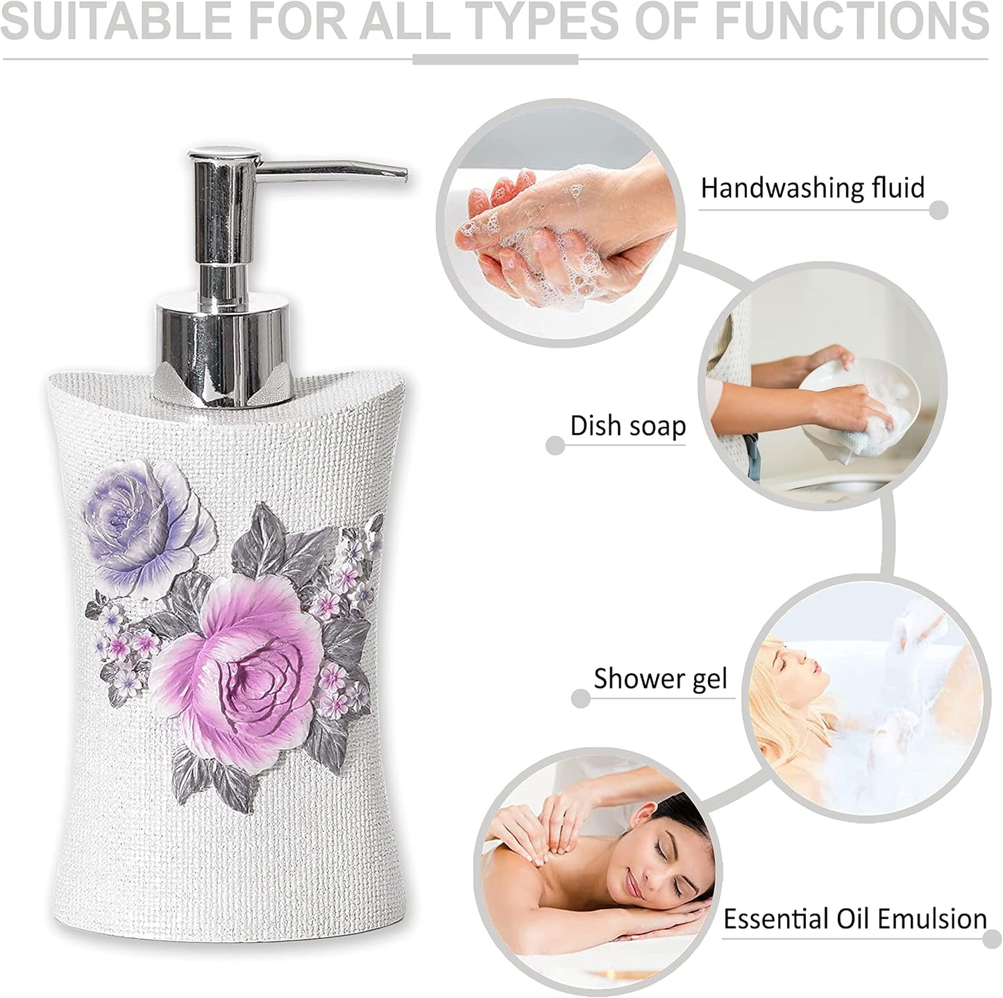 Zahari Home 4pc Michelle Bathroom Accessories Sets Lotion Pump, Tumbler, Tooth Brush Holder and Soap Dish Unique Design