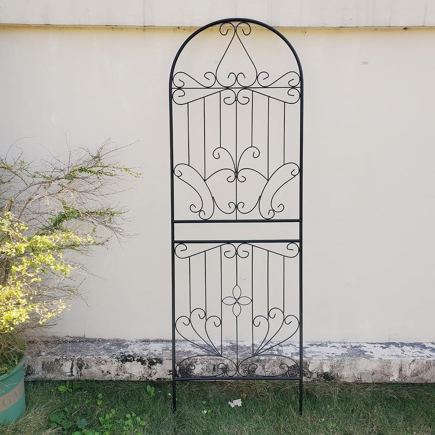 Trellis for Climbing Plants 70.8" H x 24.5" W Metal Iron Outdoor Wall Panel for Vines Flowers Elegant Garden Accent