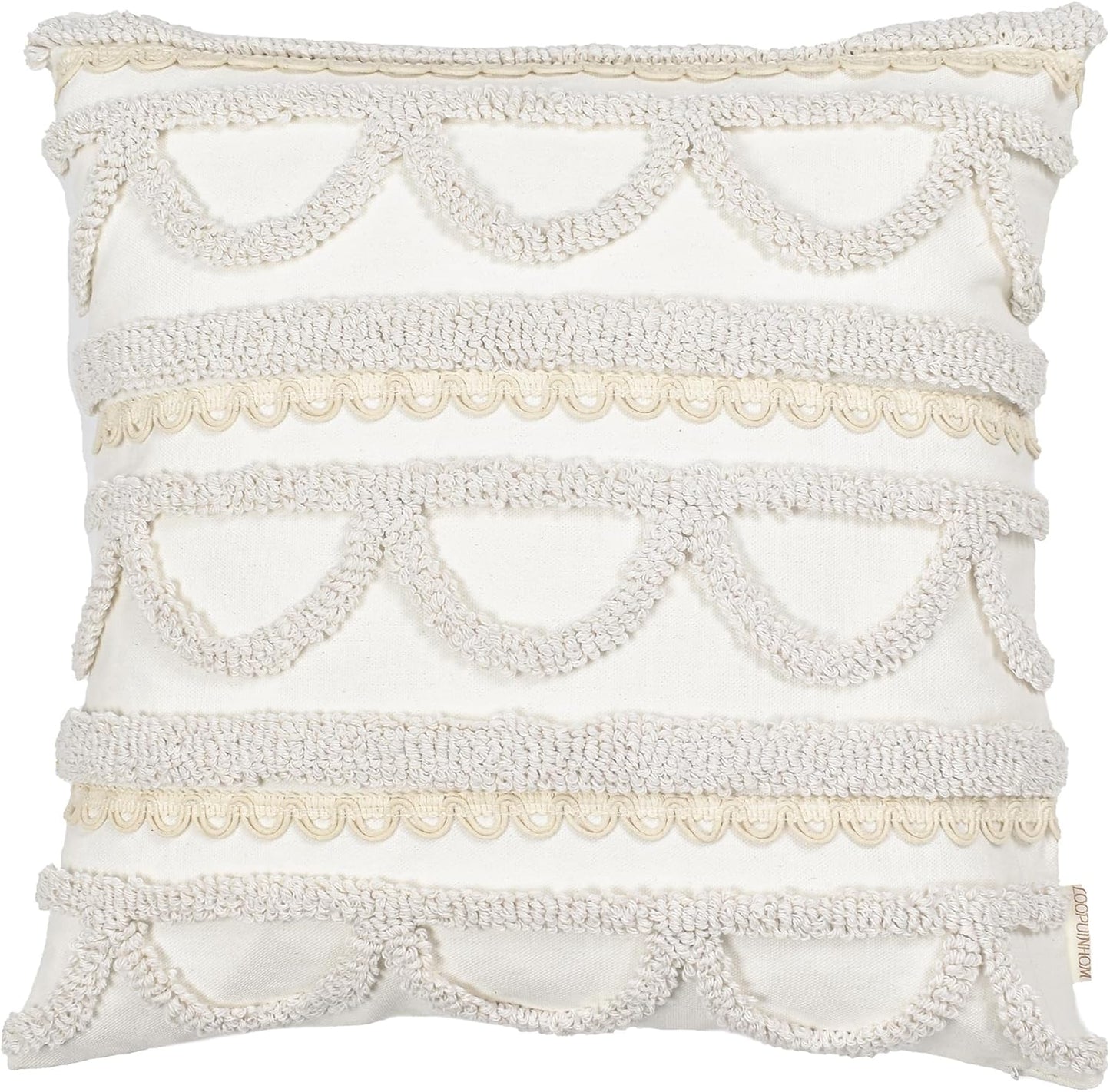 Boho Pillow Covers Boho Tufted Throw Pillow Covers Decorative Tassels Cushion / Boho Beige / 18 x 18