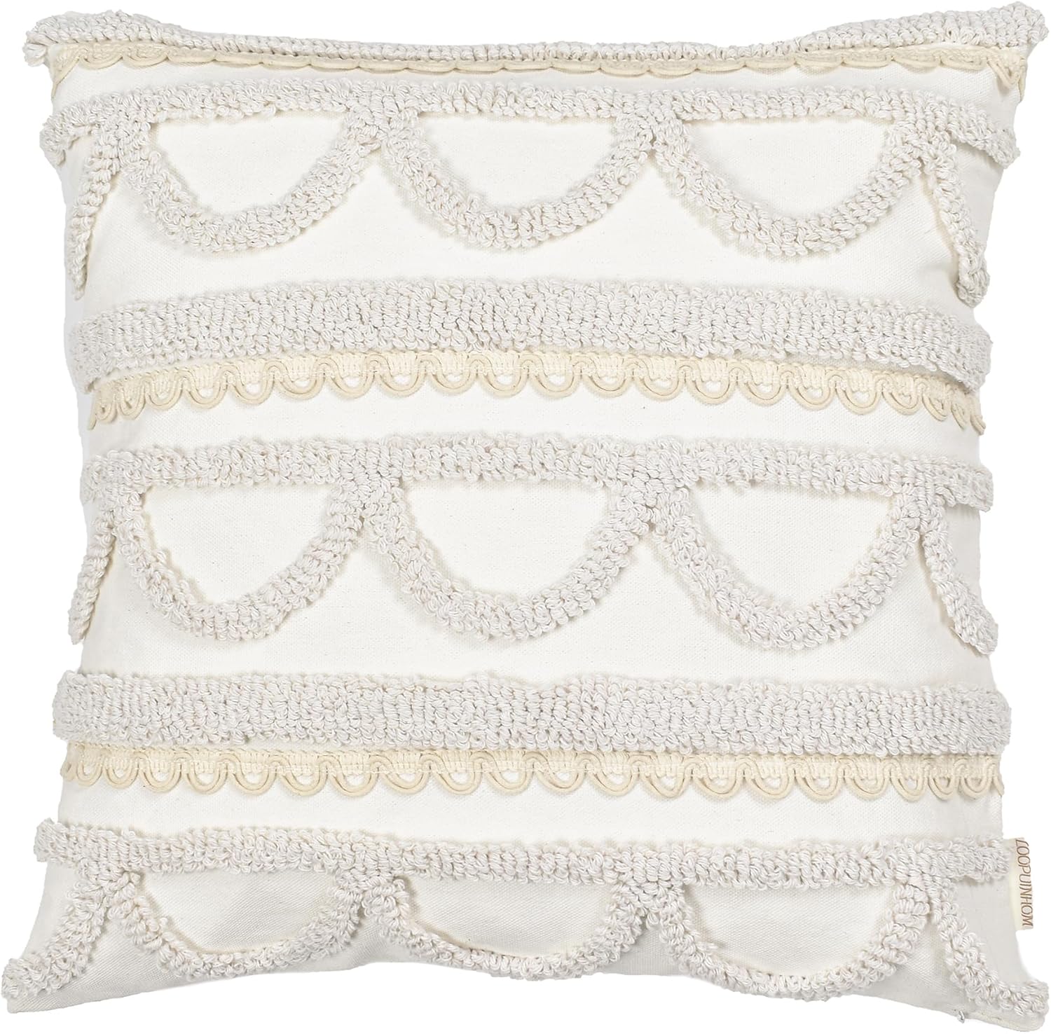 Boho Pillow Covers Boho Tufted Throw Pillow Covers Decorative Tassels Cushion / Boho Beige / 18 x 18