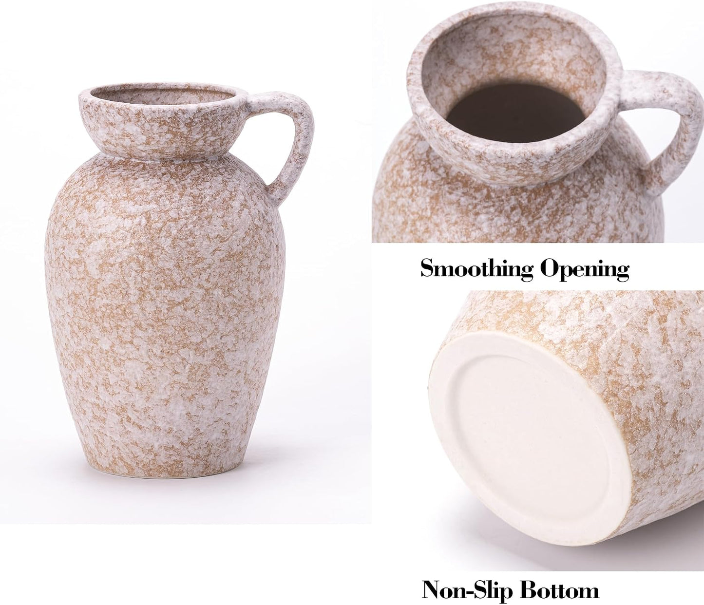 Ceramic Stone Modern Rustic Farmhouse Vase Centerpiece / 16 Khaki / Beige / Set of 3