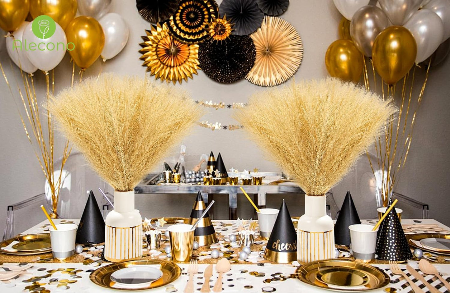 Faux Pampas Grass Decor / Golden / Gold / 17 Inch / Set of 30