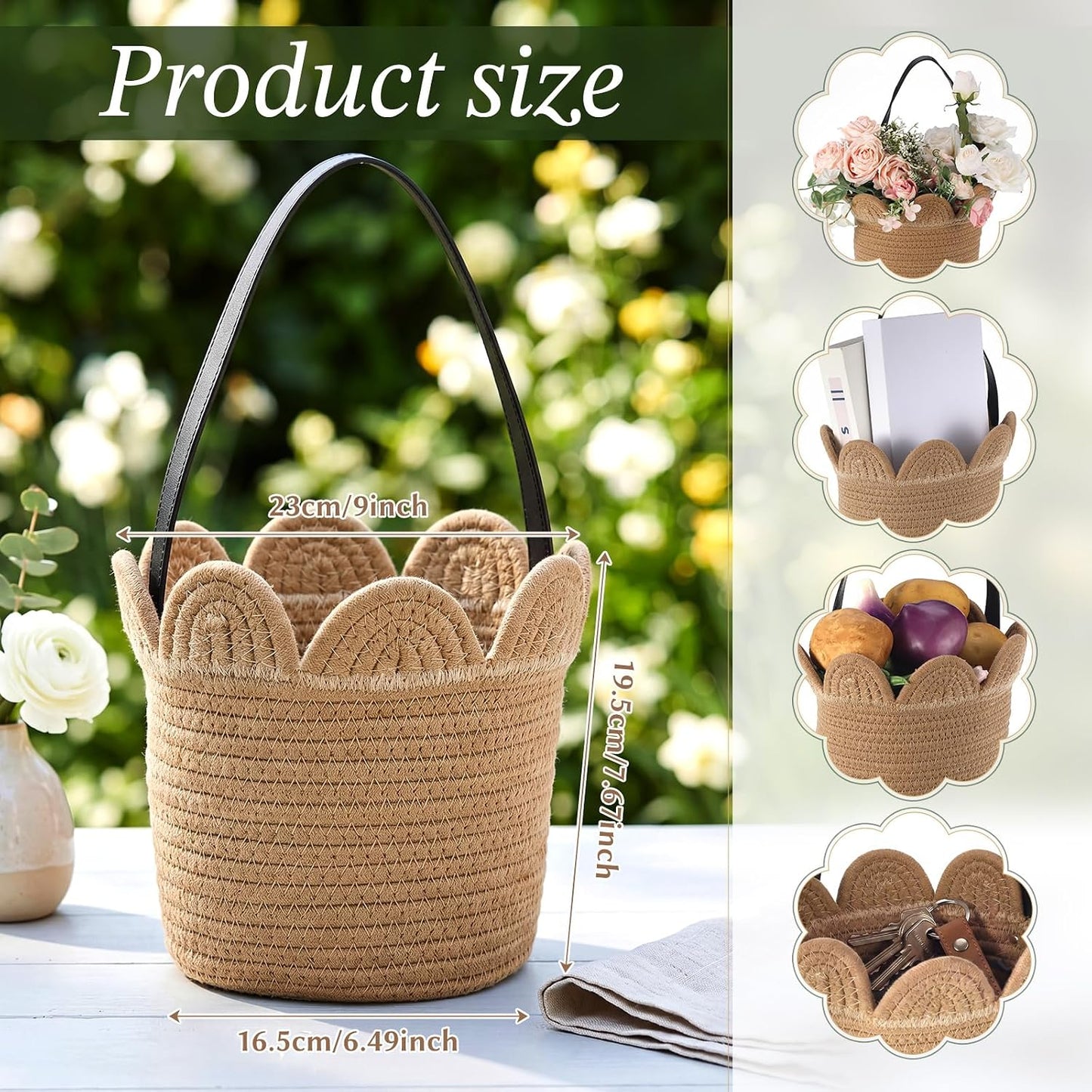 Scalloped Wall Basket Woven Hanging Baskets / Set of 2