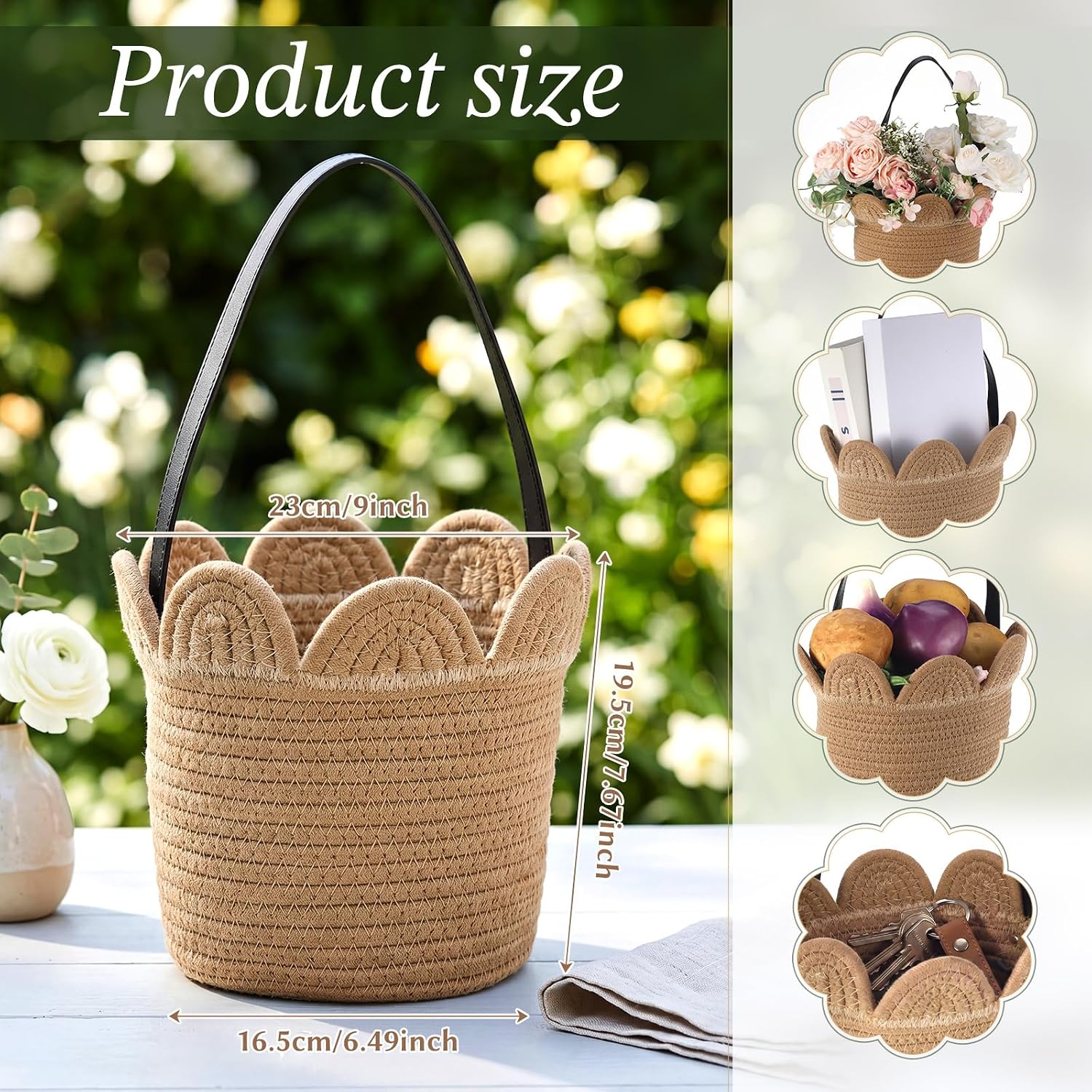 Scalloped Wall Basket Woven Hanging Baskets / Set of 2