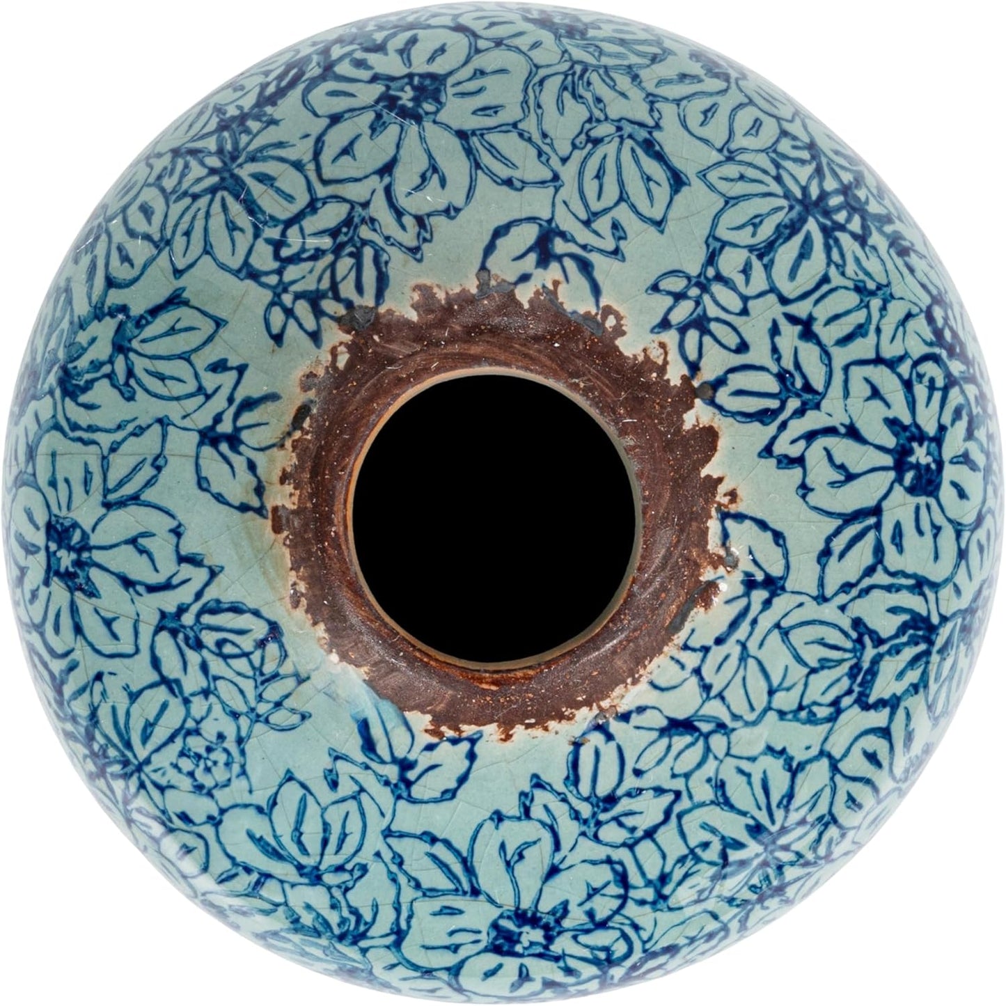 Decorative Round Terra-Cotta Vase / Blue