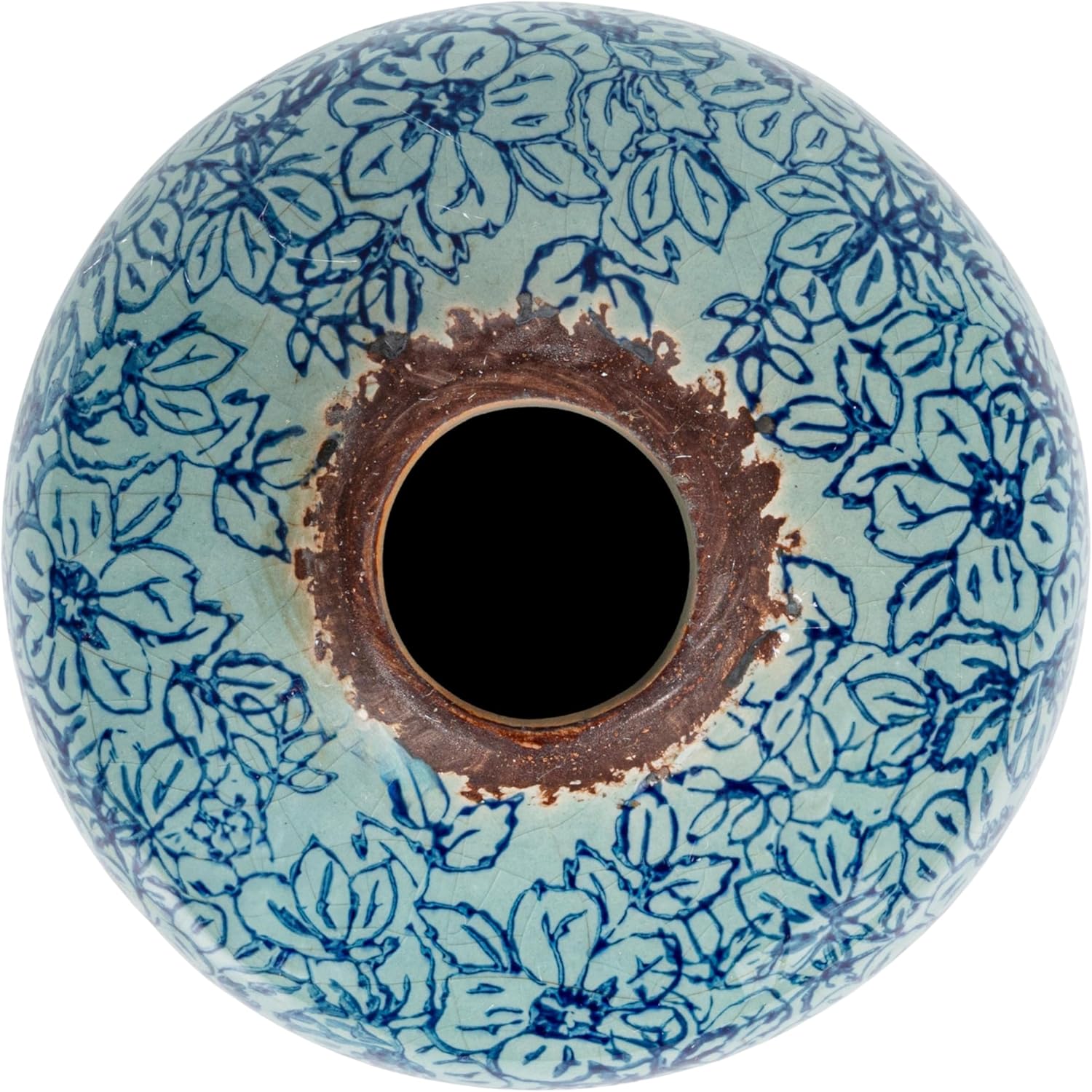 Decorative Round Terra-Cotta Vase / Blue