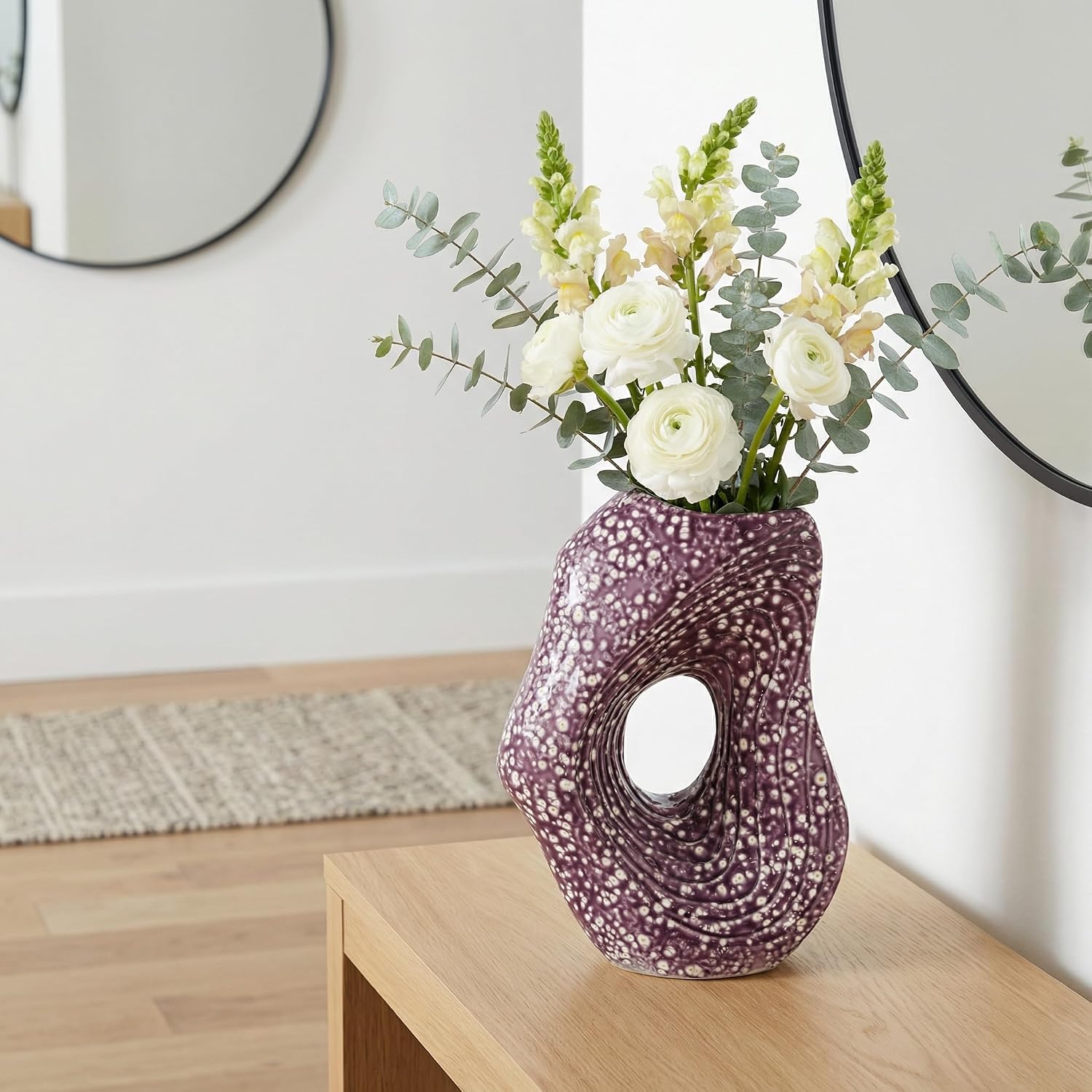 Ceramic Vase / Modern Art Flower Vase / Purple / 11 Inch