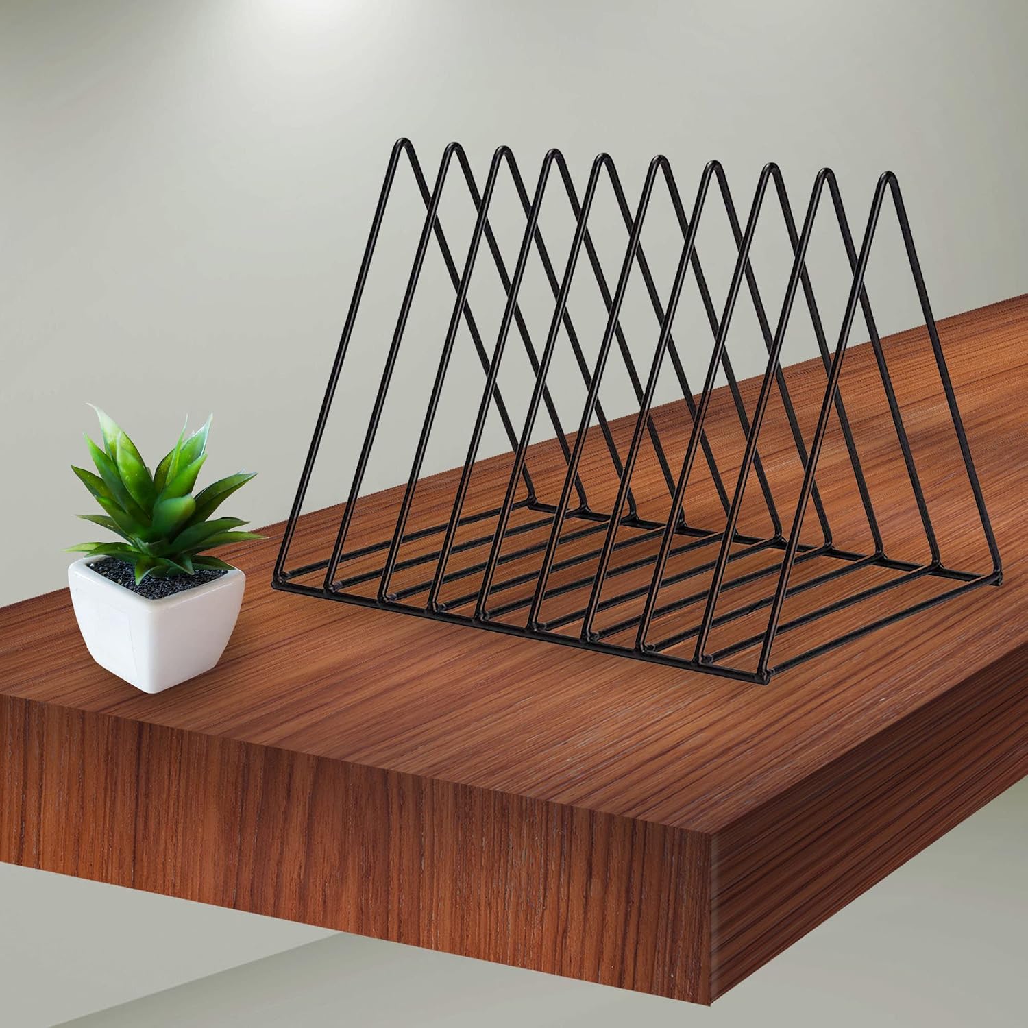 2 Vinyl Record Storage Rack, 9 Slots Holds 60 Albums, Metal Stand - Black | 10.2 x 7 x 7 In, LP Record Organizer