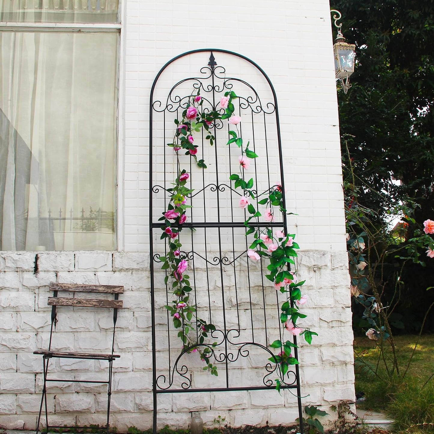 Garden Trellis for Climbing Plants 86.6" H x 29.5" W Tall Garden Trellis Wrought Iron Heavy Scroll Metal Decoration
