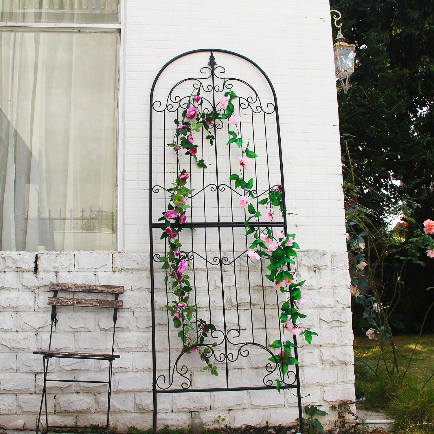 Garden Trellis for Climbing Plants 86.6" H x 29.5" W Tall Garden Trellis Wrought Iron Heavy Scroll Metal Decoration