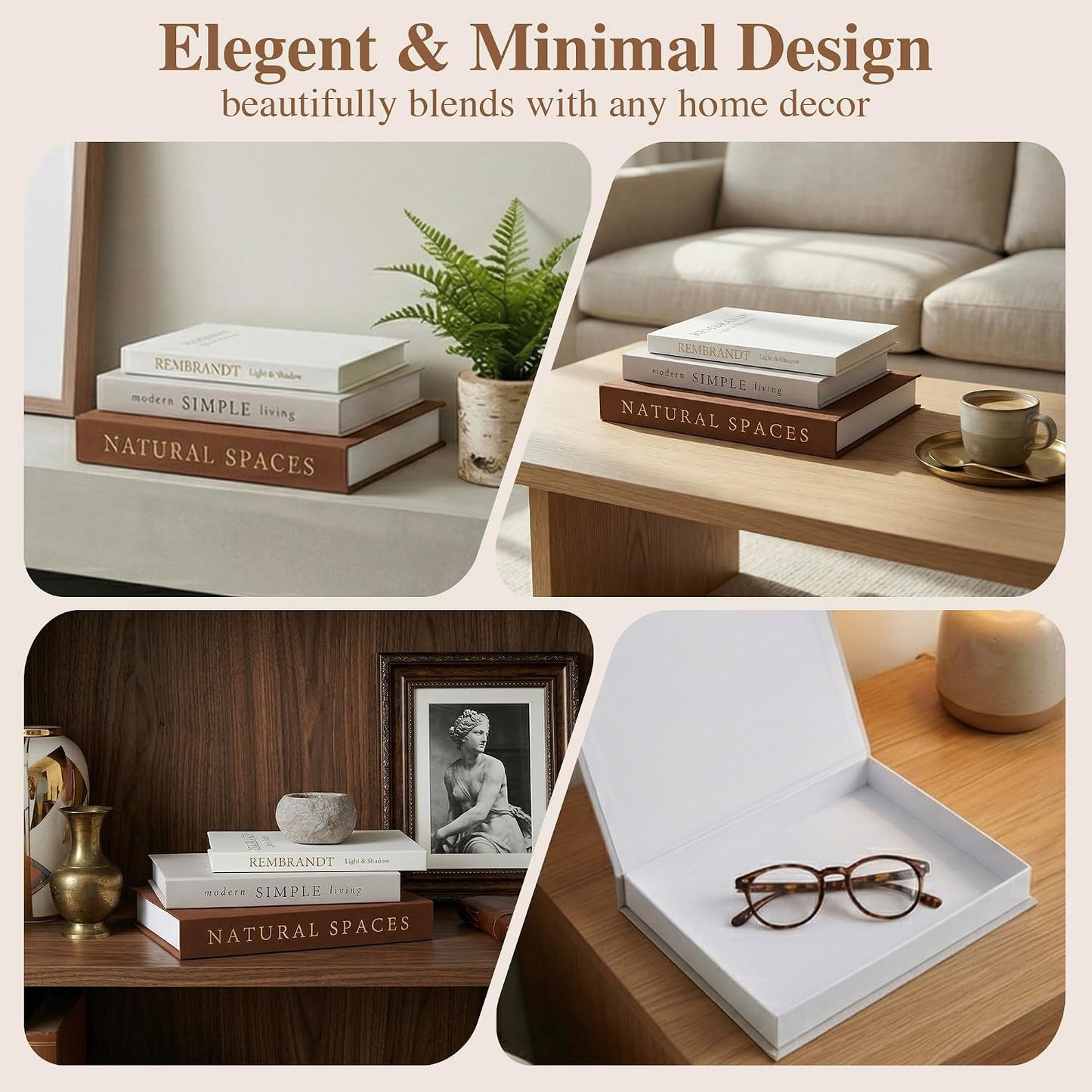 Faux Book Set for Living / Beige-brown