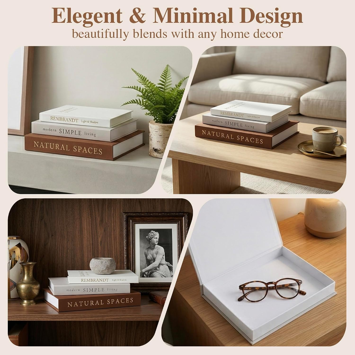 Faux Book Set for Living / Beige-brown