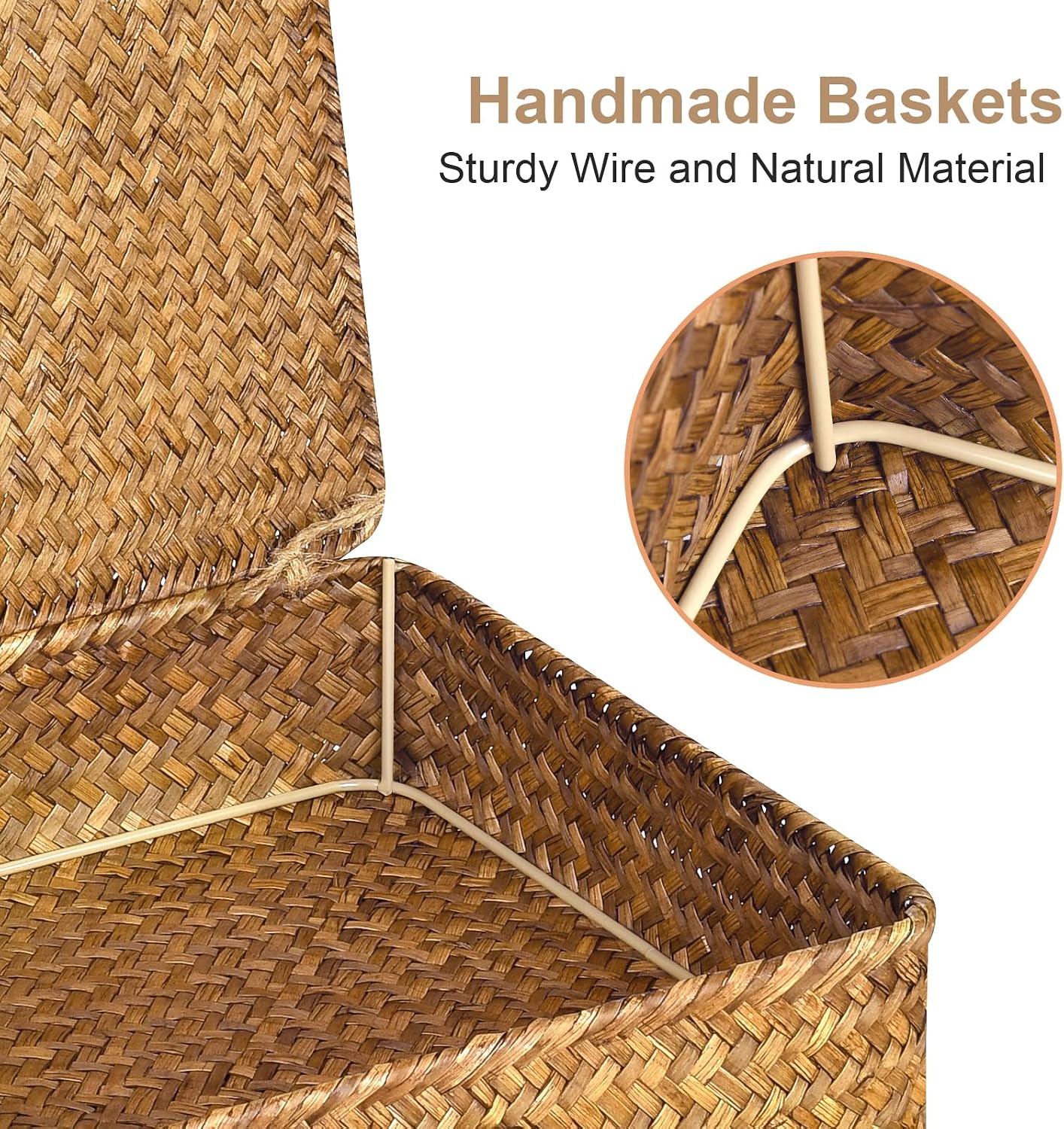 Flat Seagrass Storage Bins / Caramel / Set of 2