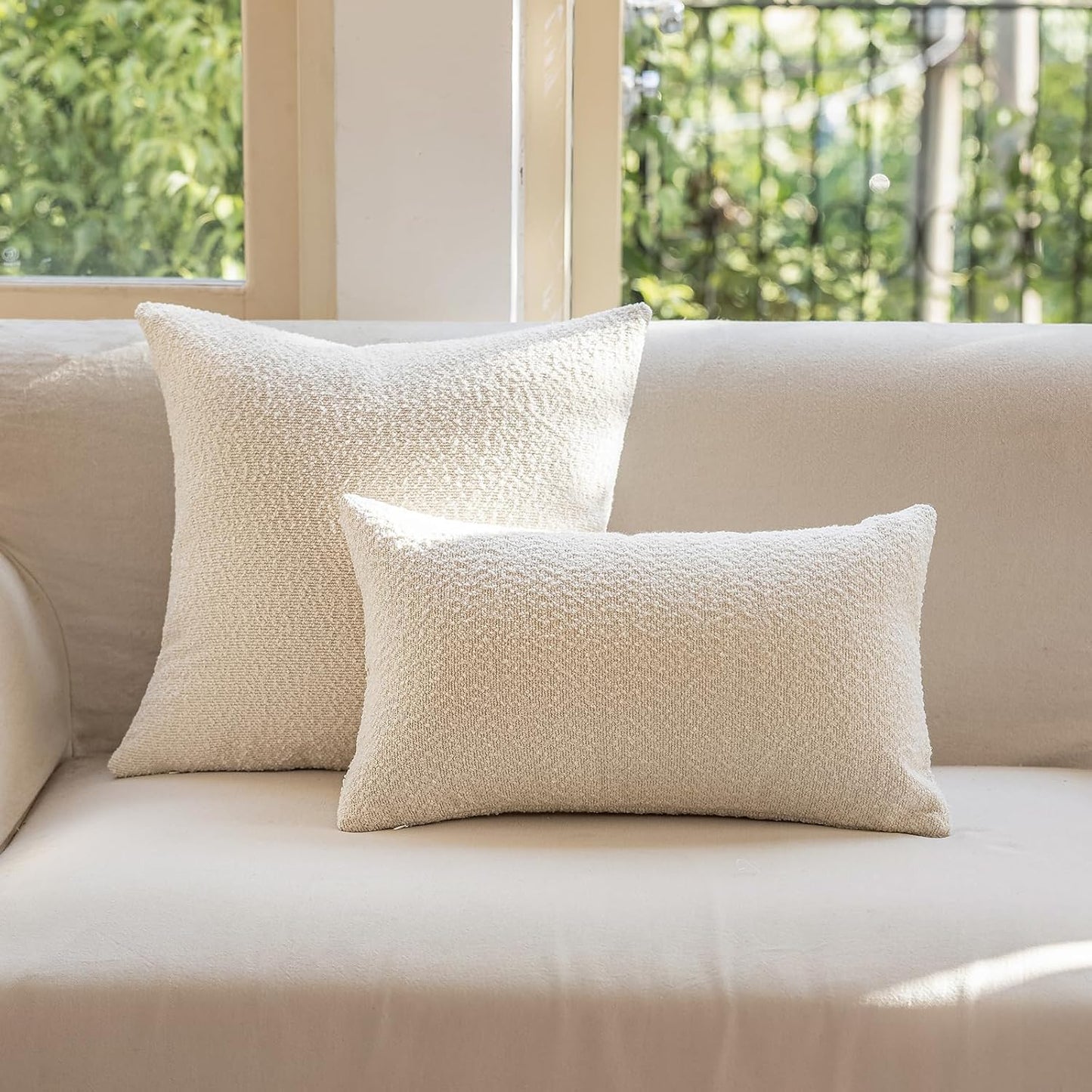 Decorative Throw Pillow Covers / Cream / 16 x 16 / Set of 2