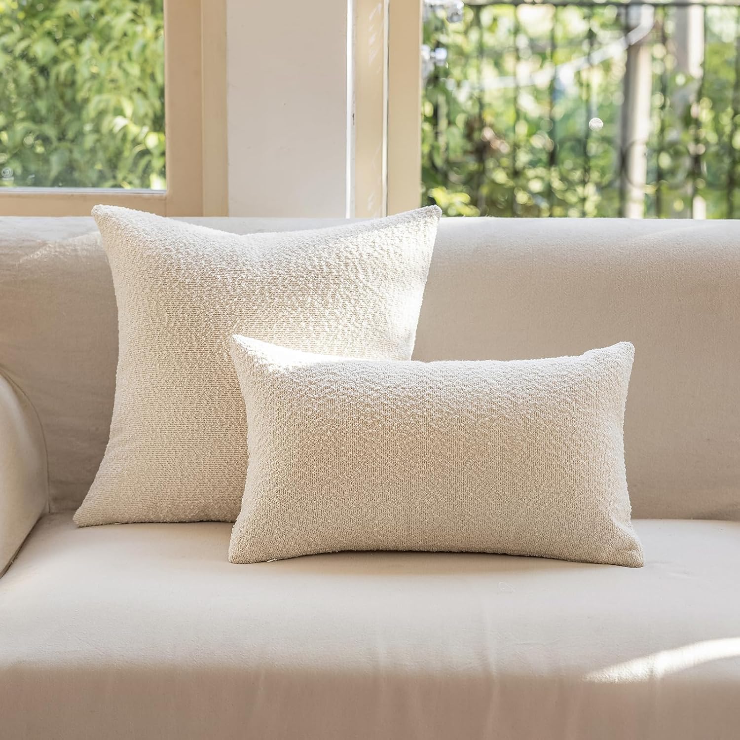 Decorative Throw Pillow Covers / Cream / 16 x 16 / Set of 2