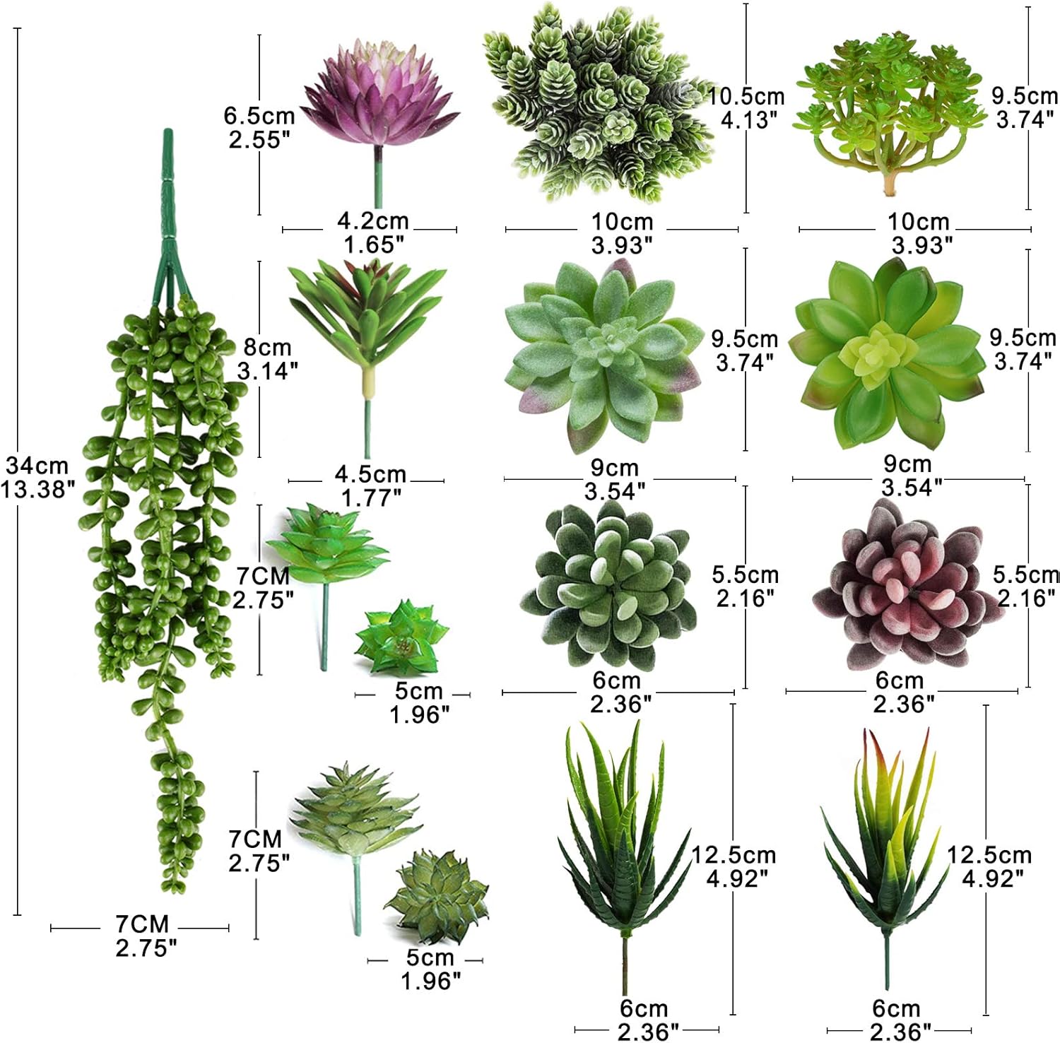 Set Faux Succulents Unpotted Fake Succulent Plants / Set of 16