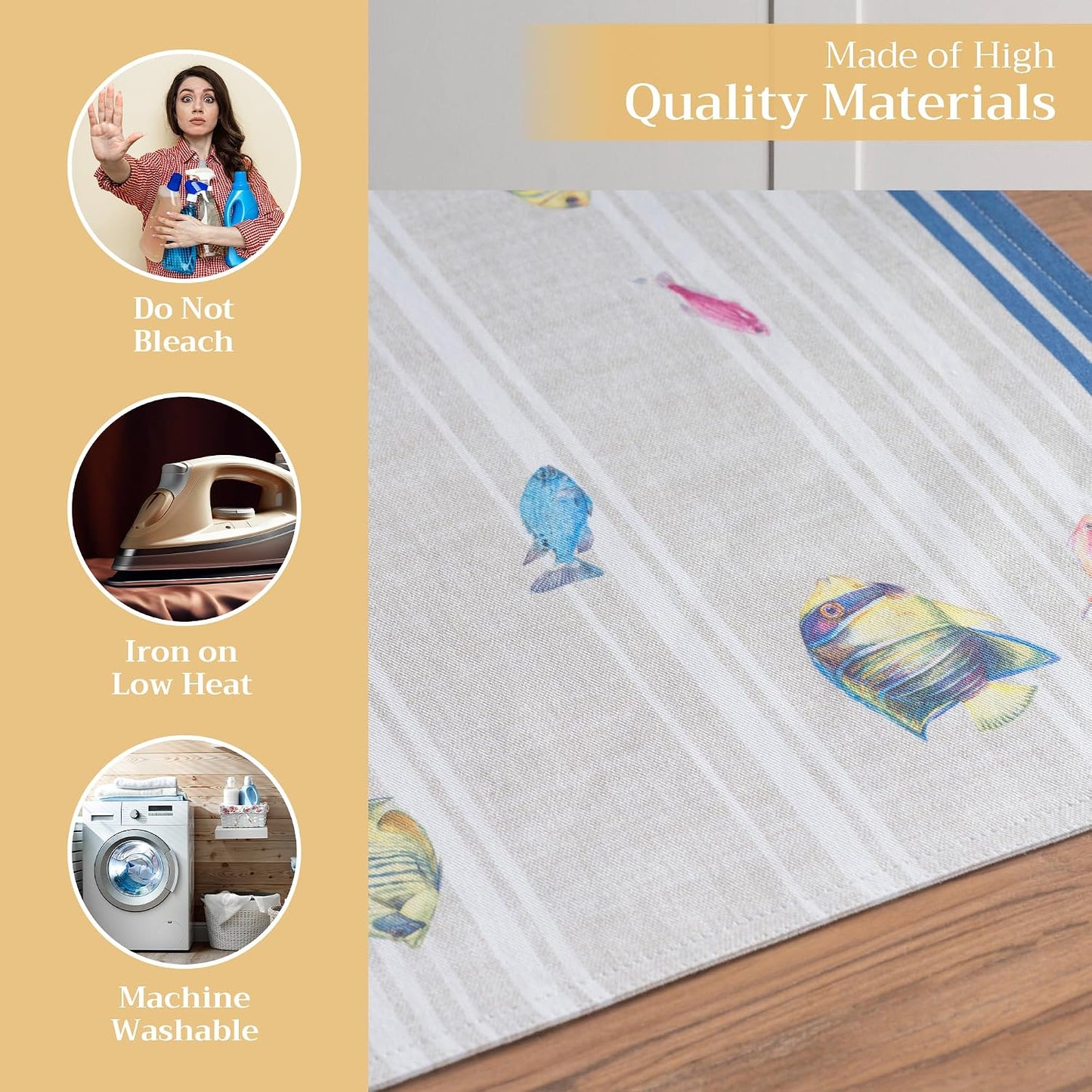Maison d' Hermine Placemats Set of 4 Reusable 100% Cotton (13"x19") | Cloth Place Mats Washable Table Mats for Kitchen