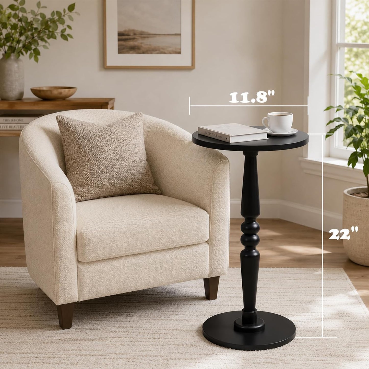 Solid Wood Top and Pedestal Leg / Black