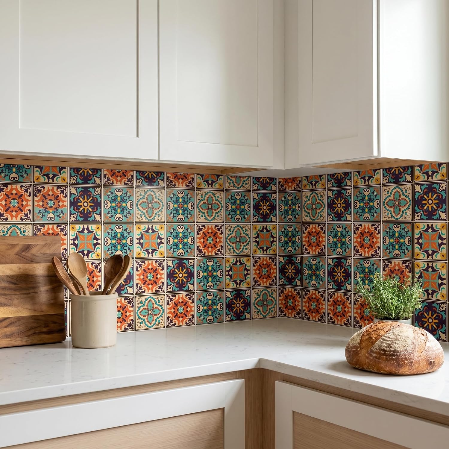 Bohemian Style Tile self-Adhesive wall Sticker / Set of 30