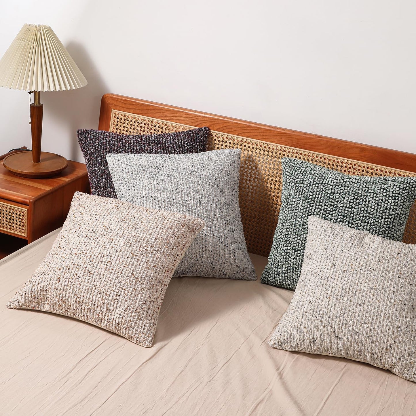 Striped Throw Pillow Covers Colorful PurpleTextured Boucle / Colorful Purple / 18 x 18 / Set of 2