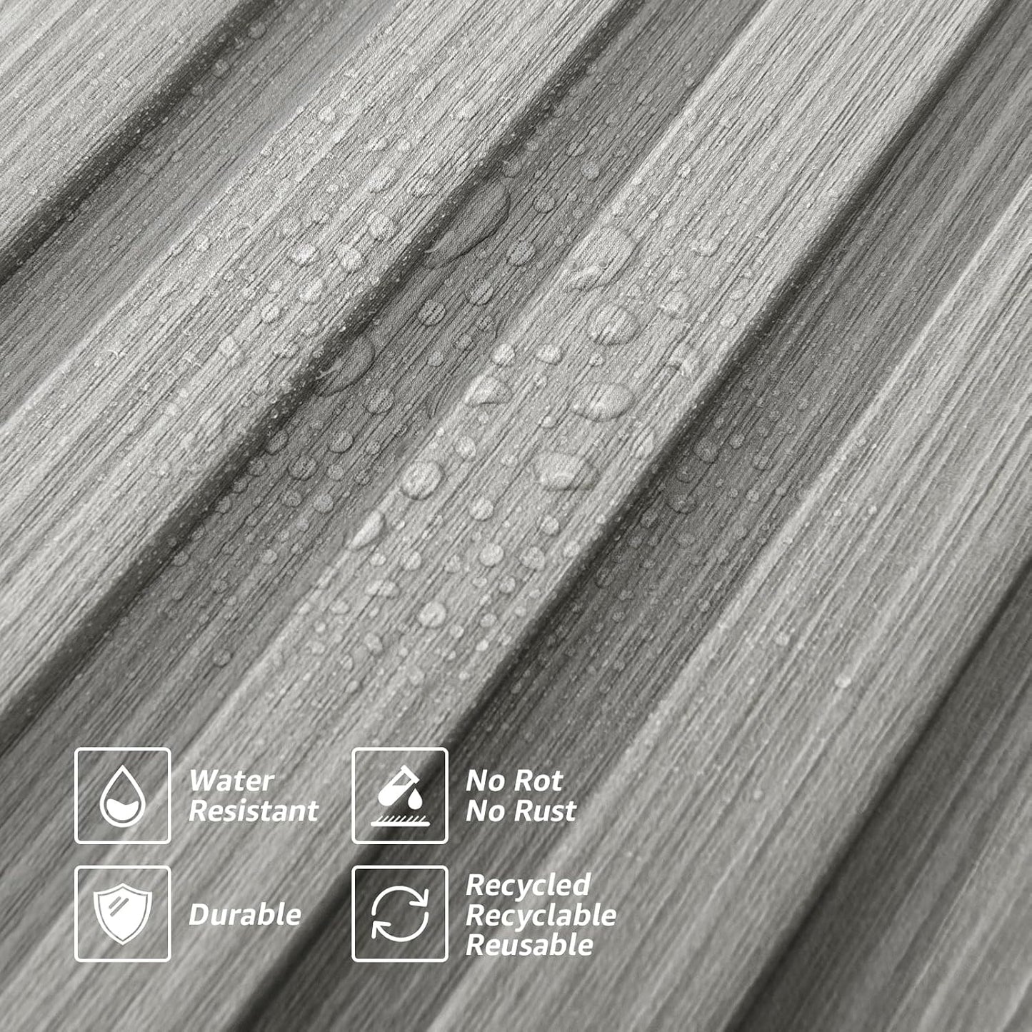 Art3d 96 x 6 Inch WPC 3D Wood Textured Slat Wall Panels, 8-Pack, Gray Oak | Stylish Slat Design, Waterproof, Weather