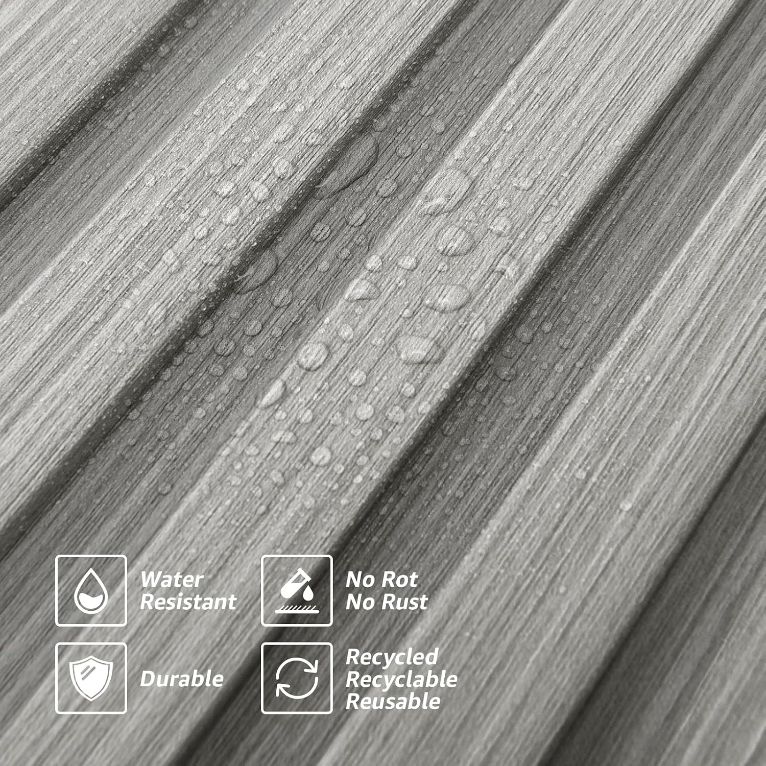 Art3d 96 x 6 Inch WPC 3D Wood Textured Slat Wall Panels, 8-Pack, Gray Oak | Stylish Slat Design, Waterproof, Weather