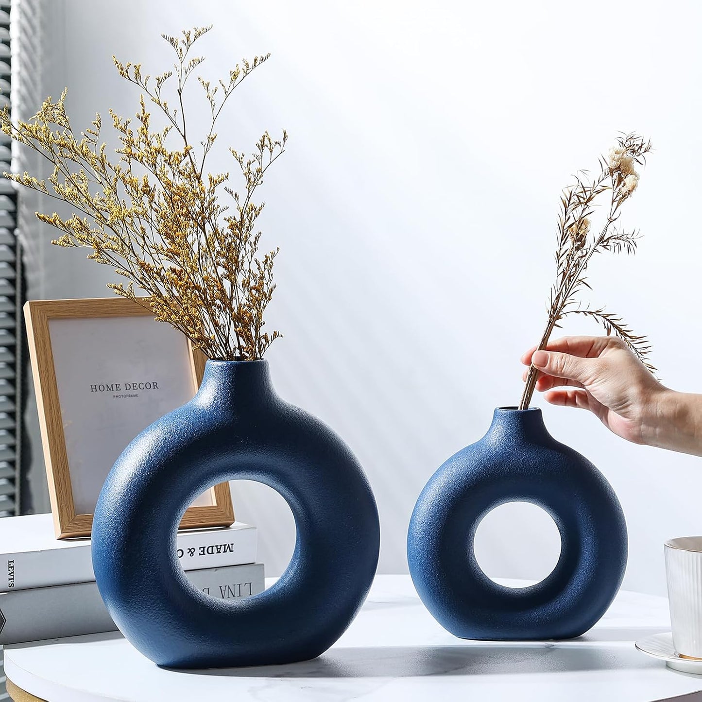 Ceramic Vase / Blue / Donut / Set of 2