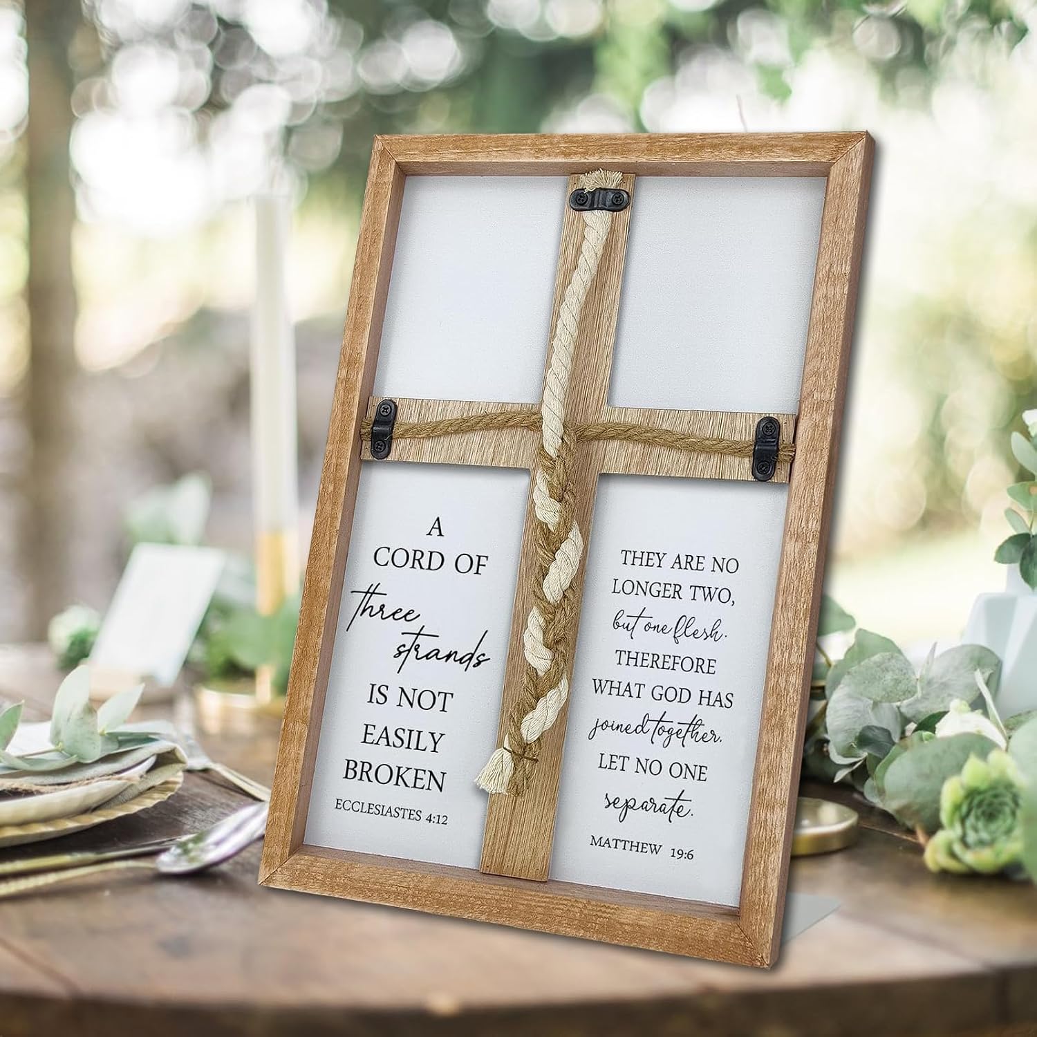 Braid Knot Rope Frame Wall Decor for Unity Ceremony / 15 x 10 / Wood
