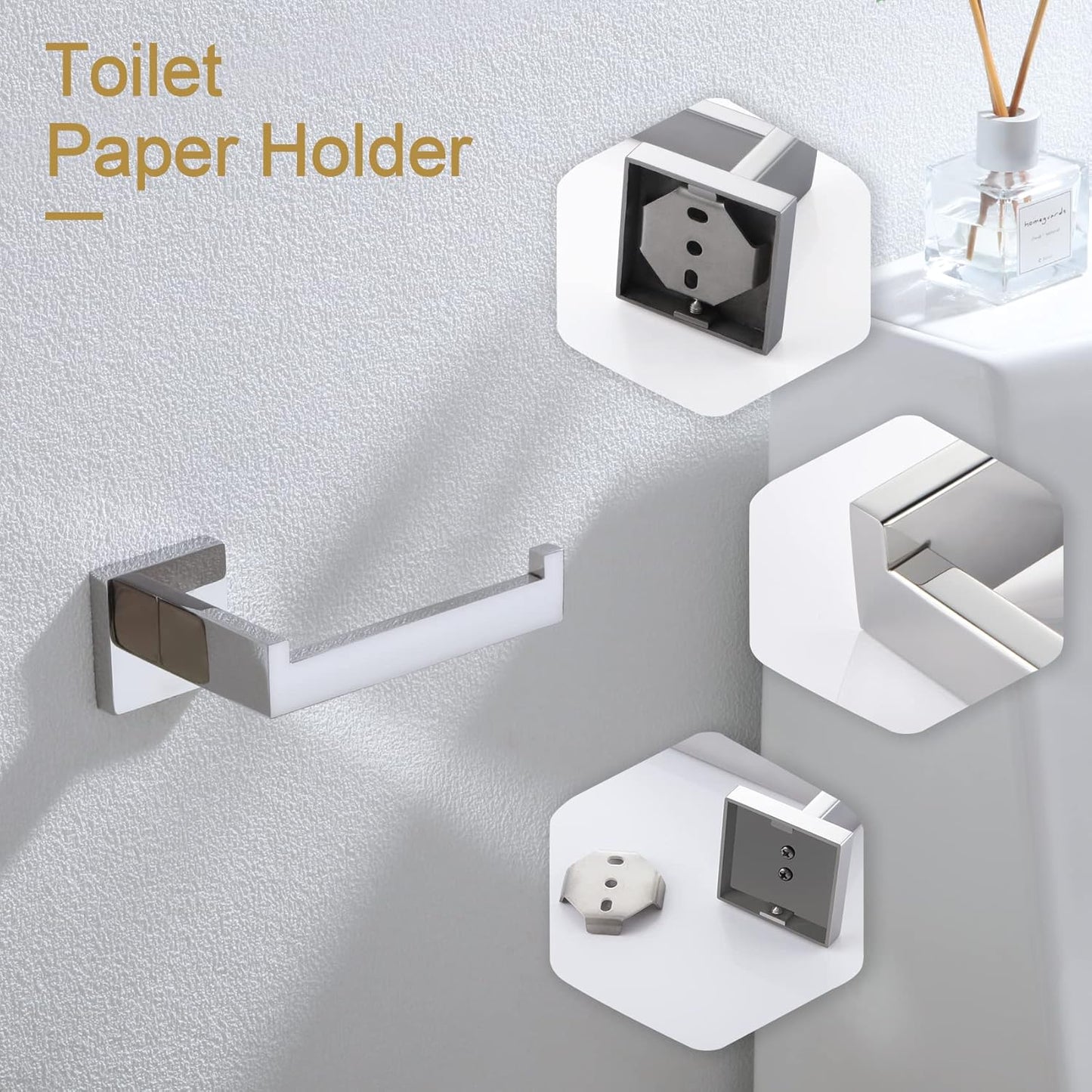 KOKOSIRI Toilet Paper Holder Chrome Toilet Roll Holder for Bathroom Kitchen Washroom T-304 Polished Stainless Steel
