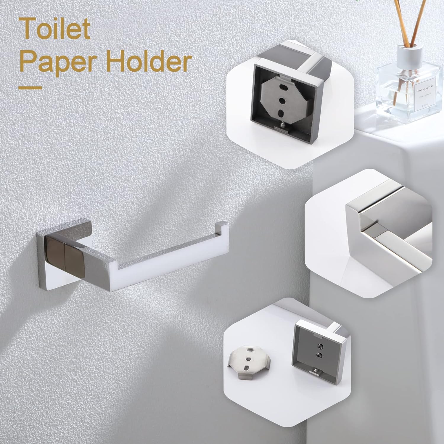 KOKOSIRI Toilet Paper Holder Chrome Toilet Roll Holder for Bathroom Kitchen Washroom T-304 Polished Stainless Steel