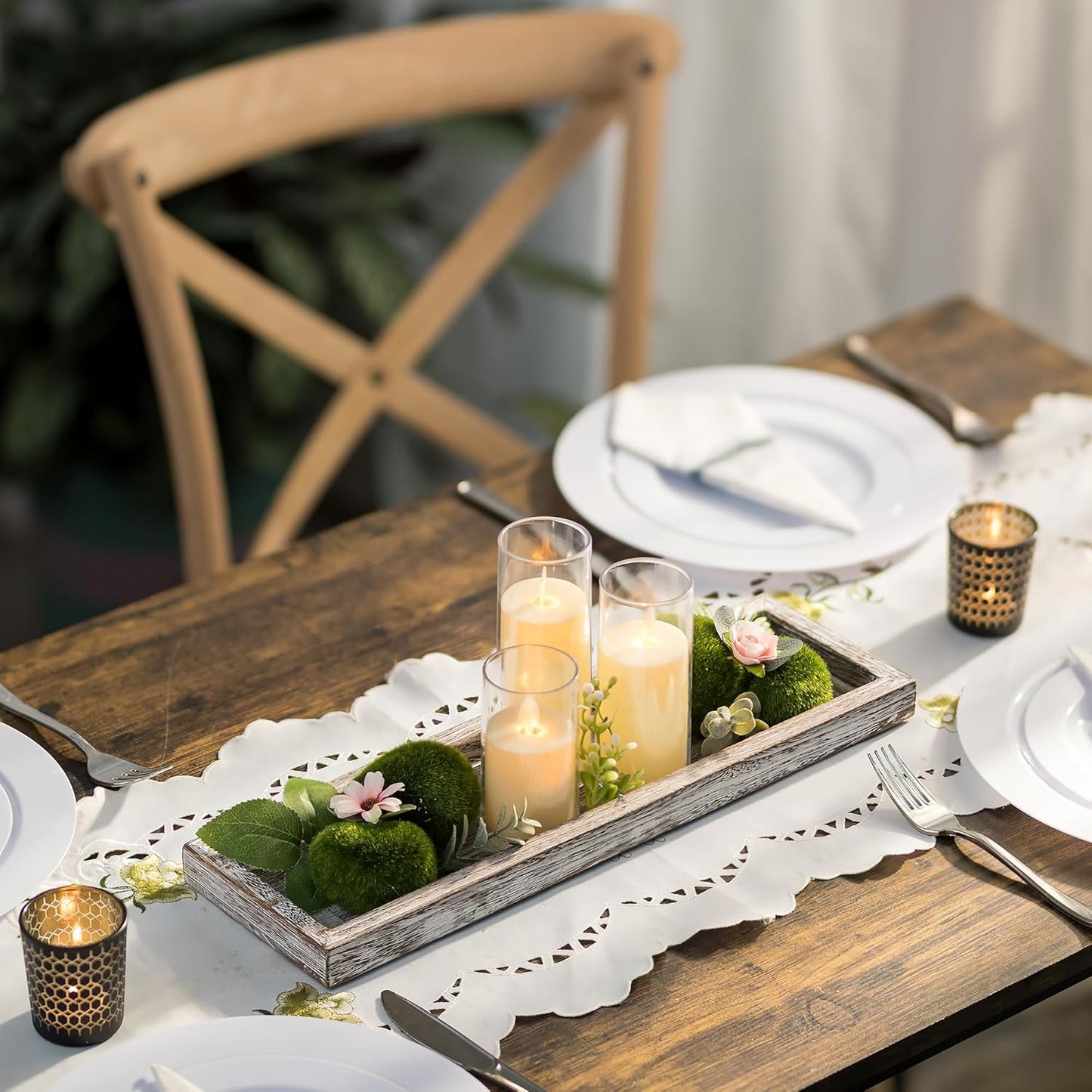 Farmhouse Small Trays / Whitewashed / 17 Inch