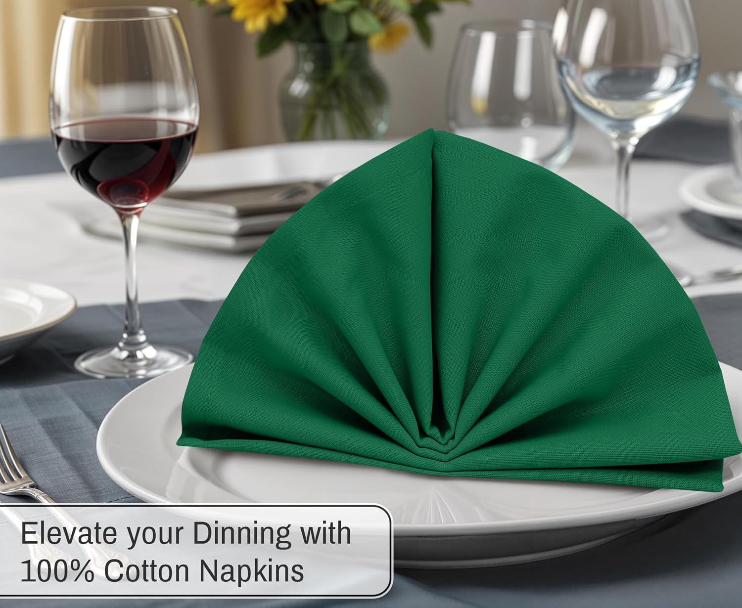 Ruvanti Cloth Napkins Set of 12, 100% Cotton 18”x18” - Amazon | Washable, Soft, Durable & Absorbent Everyday Napkins.