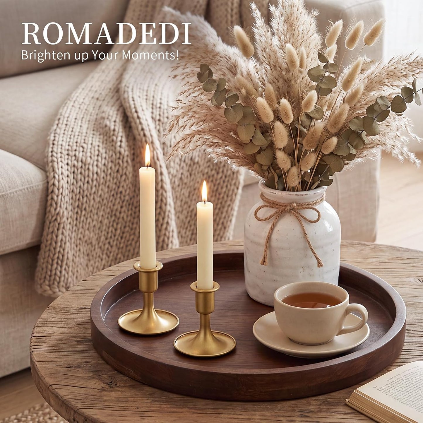 Candlestick Holders Taper Candle Holders, Romadedi Gold Candle Stick Candle Holder for Table Centerpiece, Wedding