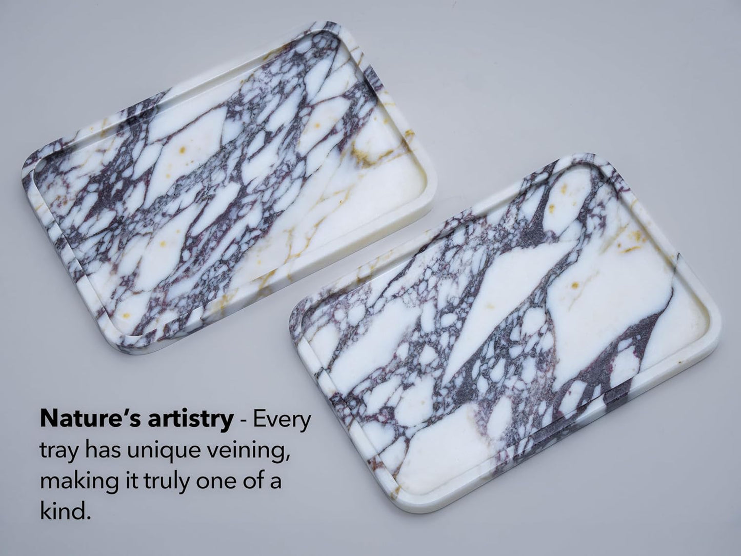 Marble Tray / Elegant Stone Marble Decorative Tray for Vanity / Calacatta Viola / Straight / Natural