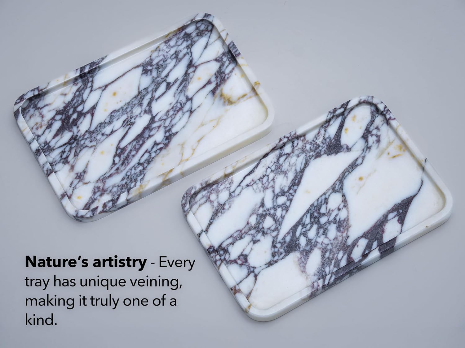Marble Tray / Elegant Stone Marble Decorative Tray for Vanity / Calacatta Viola / Straight / Natural