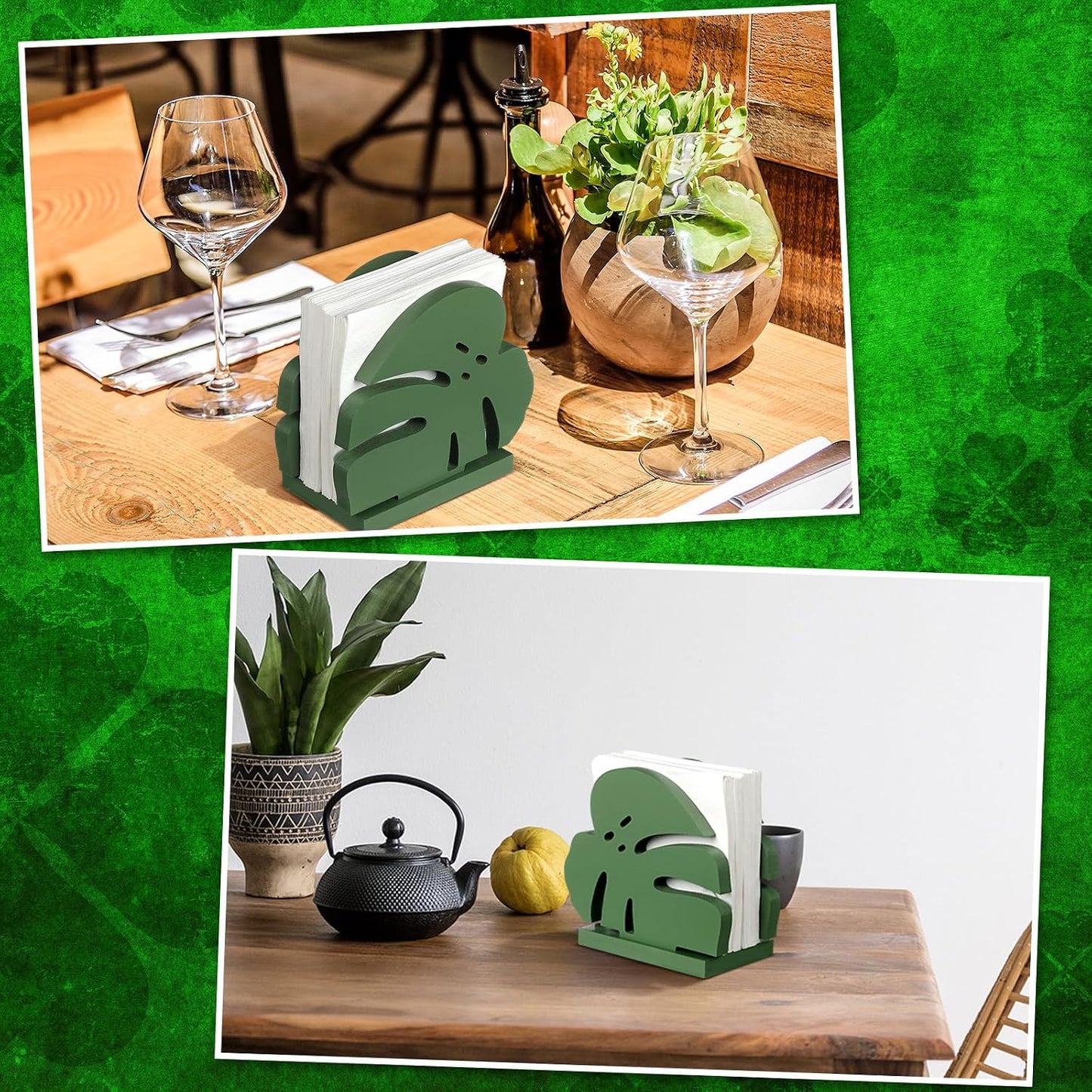 Napkin Holder Wooden Table Centerpiece Freestanding Paper Towel Dispenser Suitable / Palm Leaf