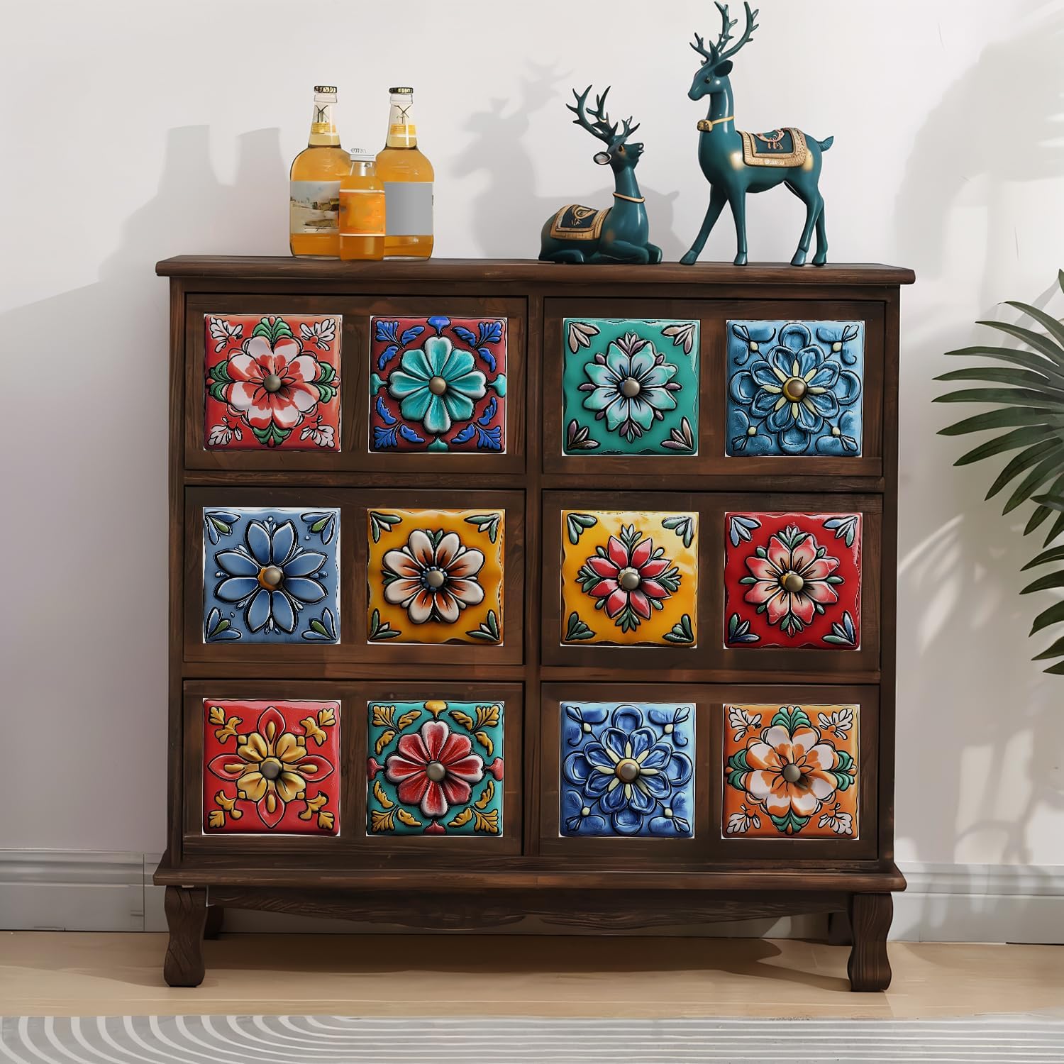 Removable Decals / Peel and Stick Backsplash Tiles / Art-04 / 5.9 x 5.9 / Set of 12