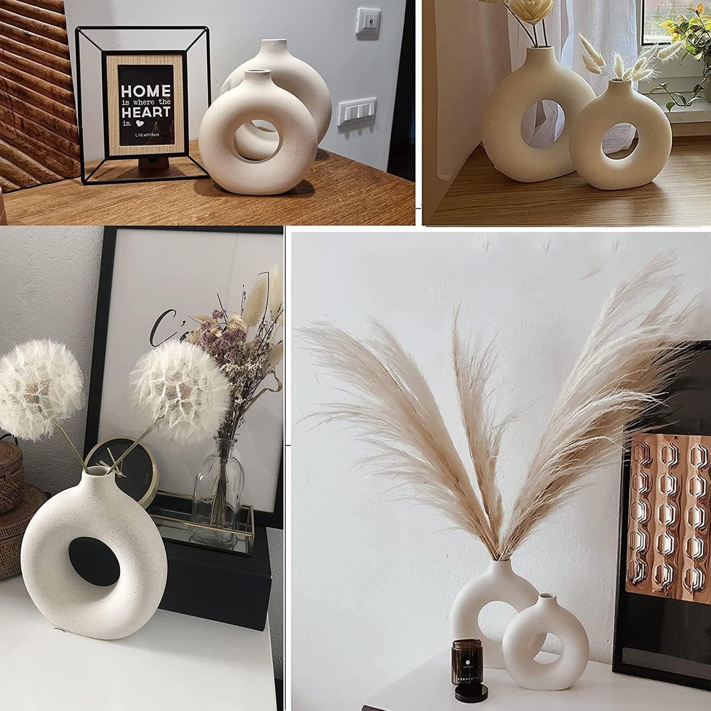 Round Matte Boho Vase for Decor / White / Small + Big