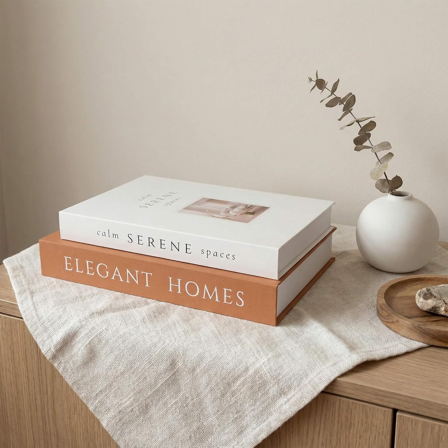 Faux Books Storage Box / Brown-beige / Set of 2
