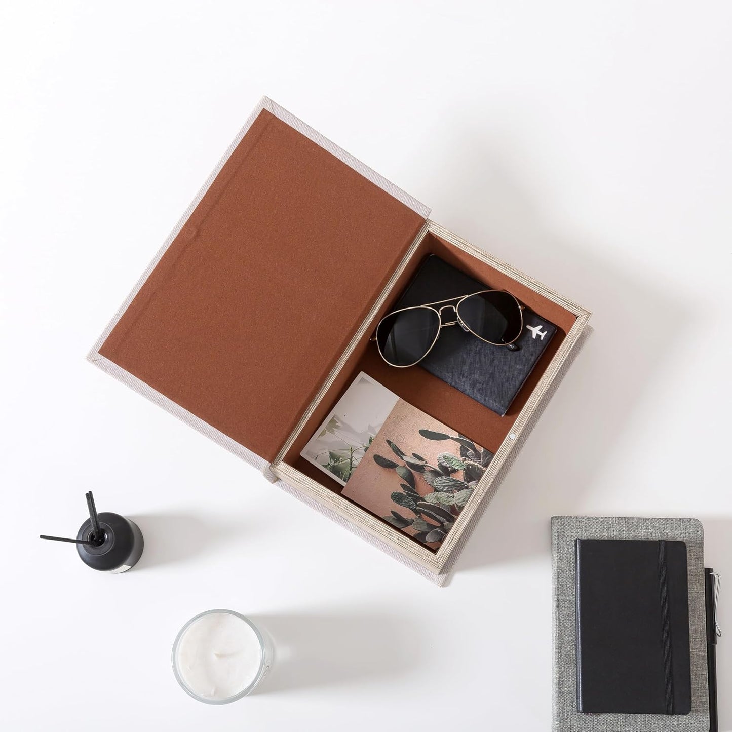 Faux Book Storage Box / Linen / 10.6 x 7.1 x 2.75