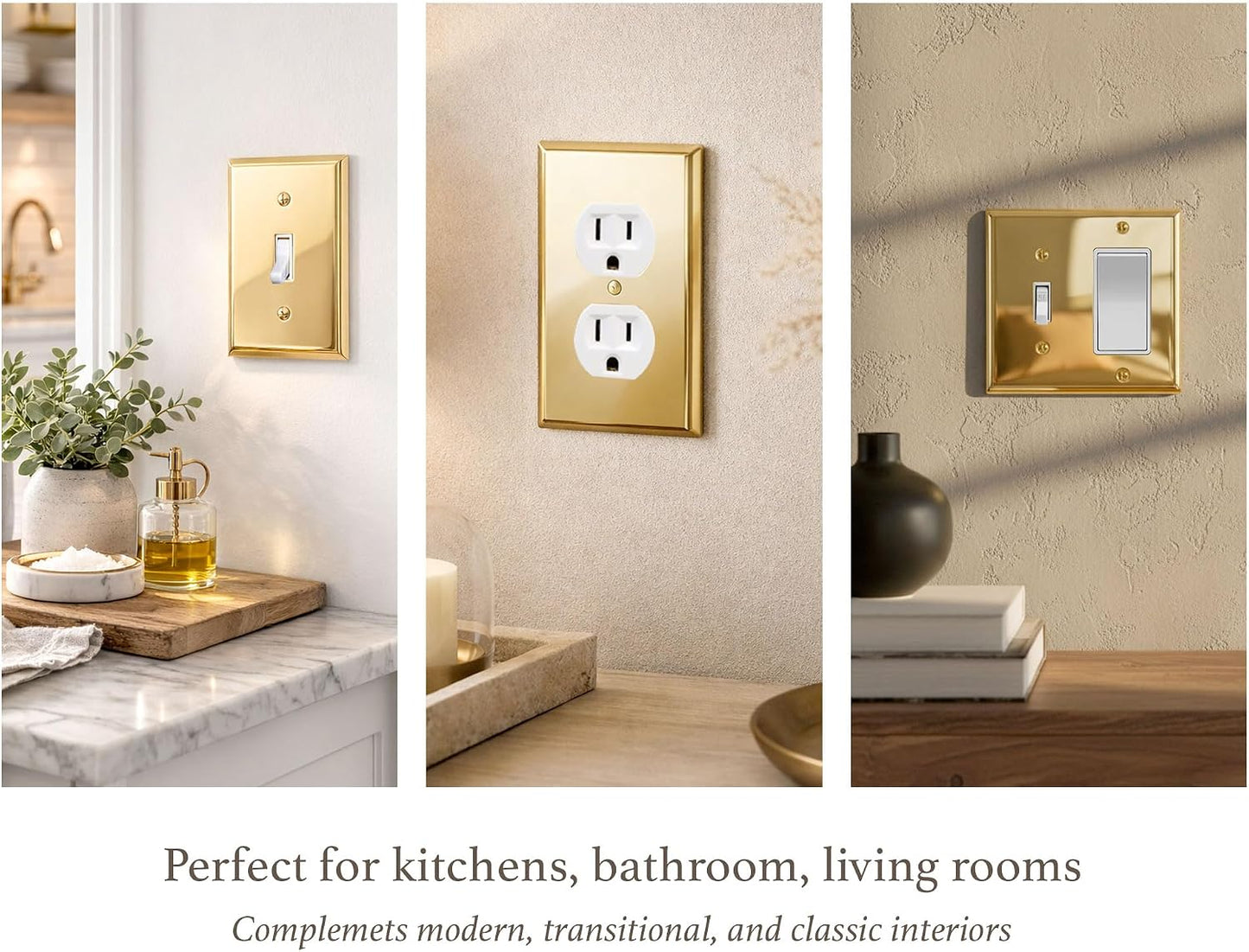 Rio Salto Duplex Outlet Covers Receptacle Wall Plates BRASS High Polished Gold Light Switch Cover Electricity Socket