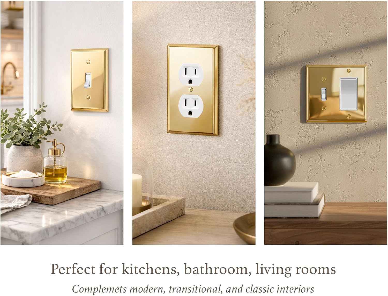 Rio Salto BRASS High Polished Gold Single Rocker Decorator Light Switch Cover – Signature Collection Premium Outlet