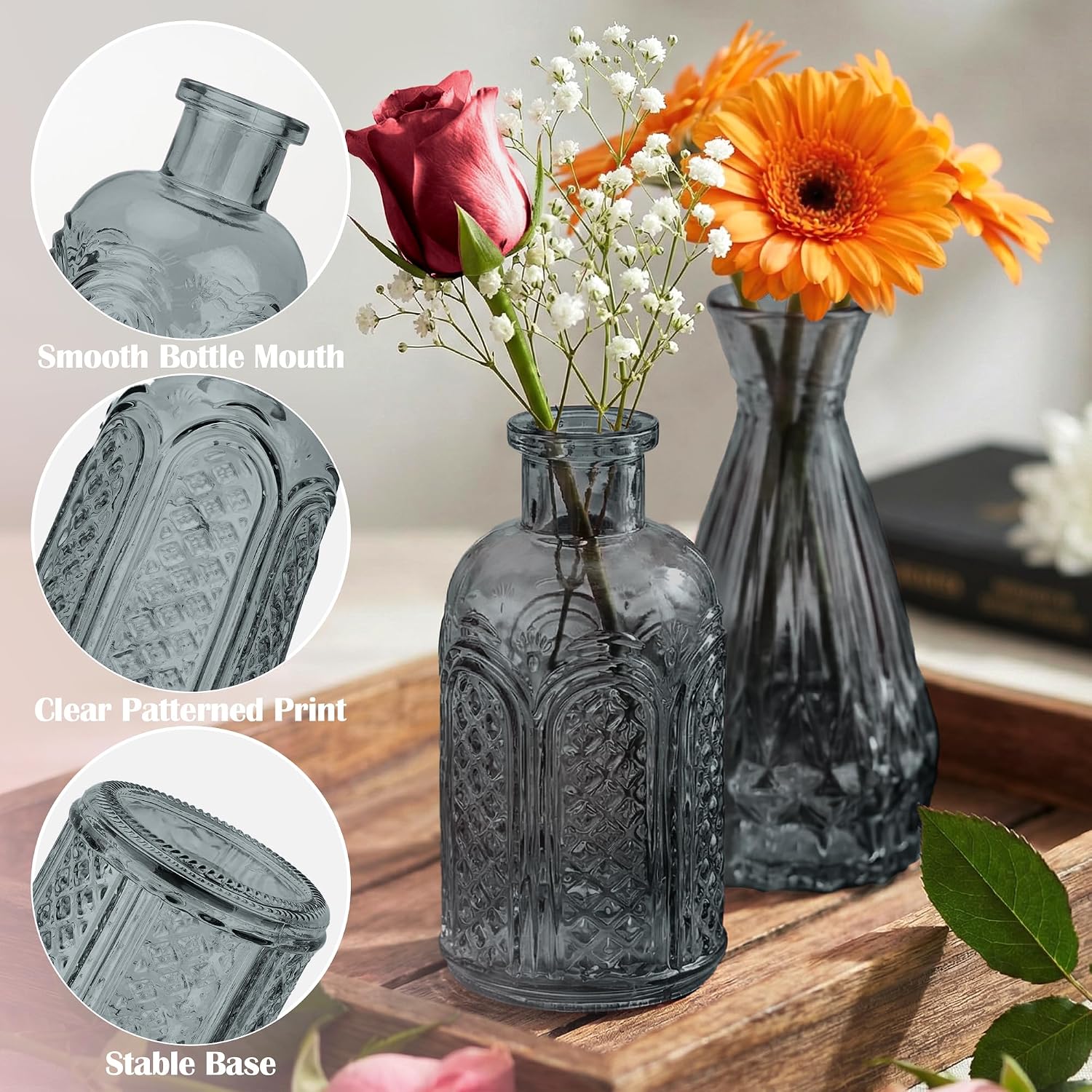 Glass Bud Vases in Bulk / Black / Set of 17
