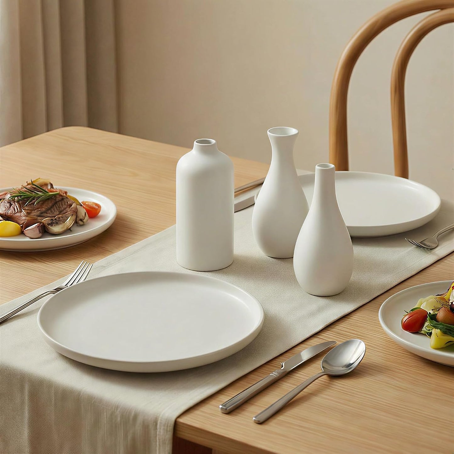 Small Ceramic Vase / White - 11-piece Set / Set of 11