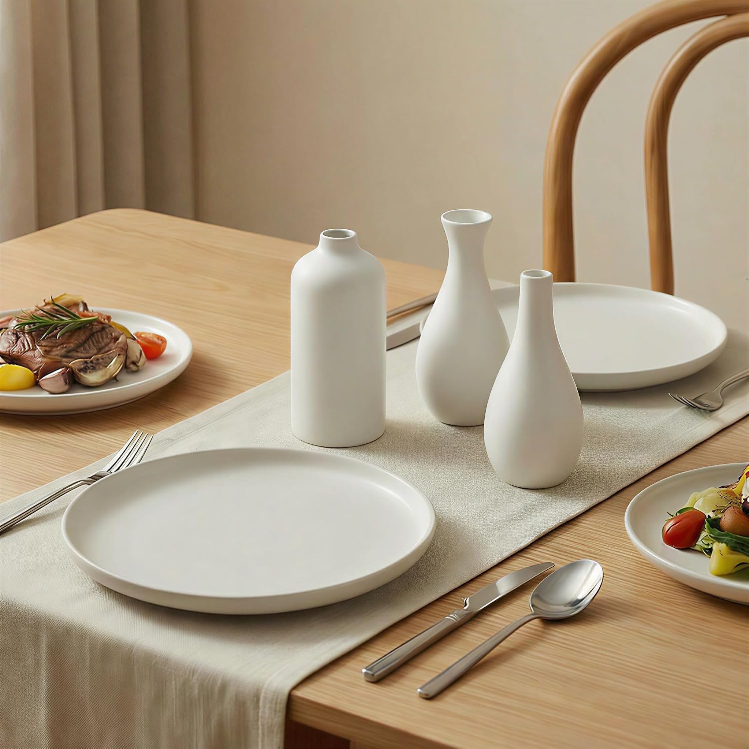 Small Ceramic Vase / White - 11-piece Set / Set of 11
