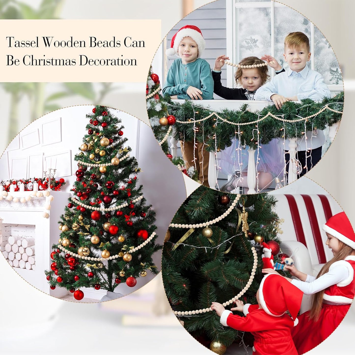 58'' Bead Garland / Wood / Set of 6