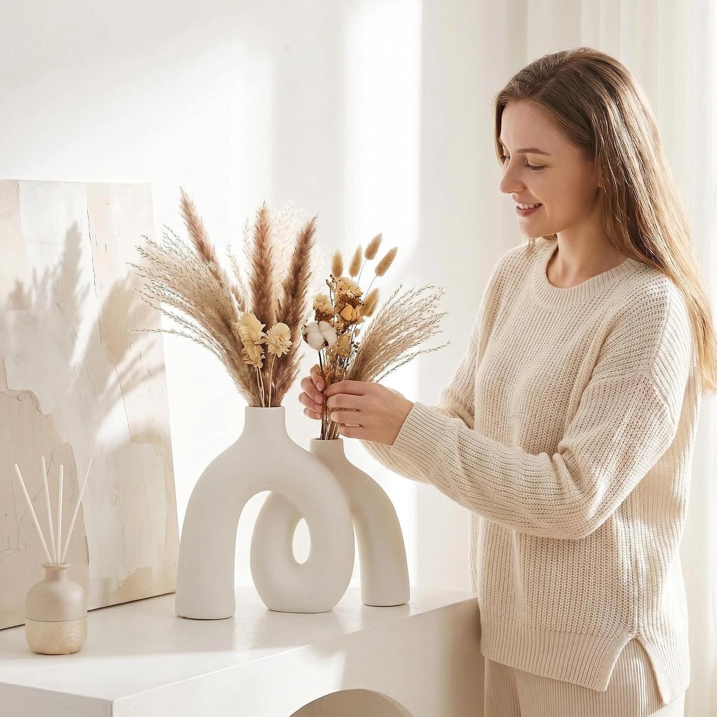 Modern Nordic Boho Vase Set / Ivory