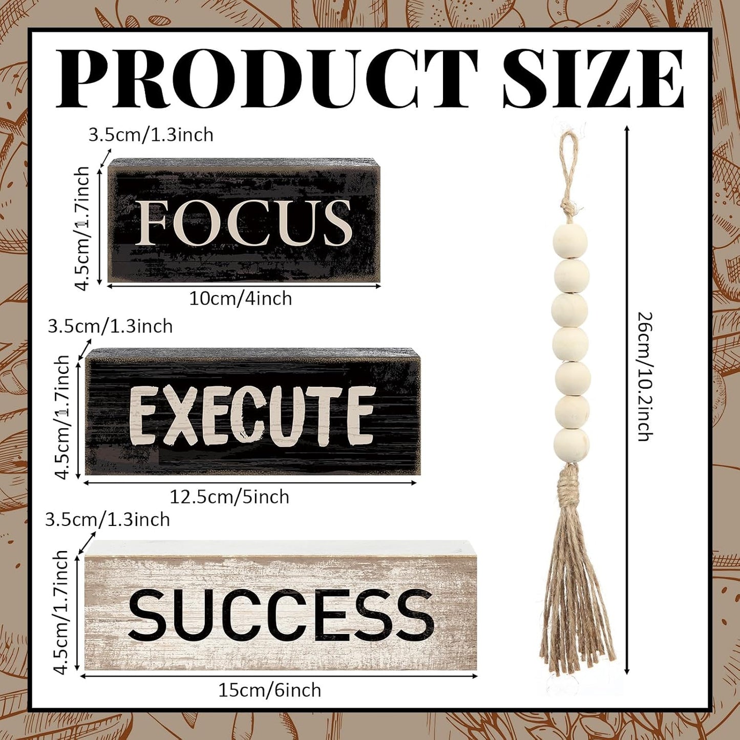 Motivational Desk Decor Wooden Office Decor Inspirational Tiered Tray / Success / Set of 4