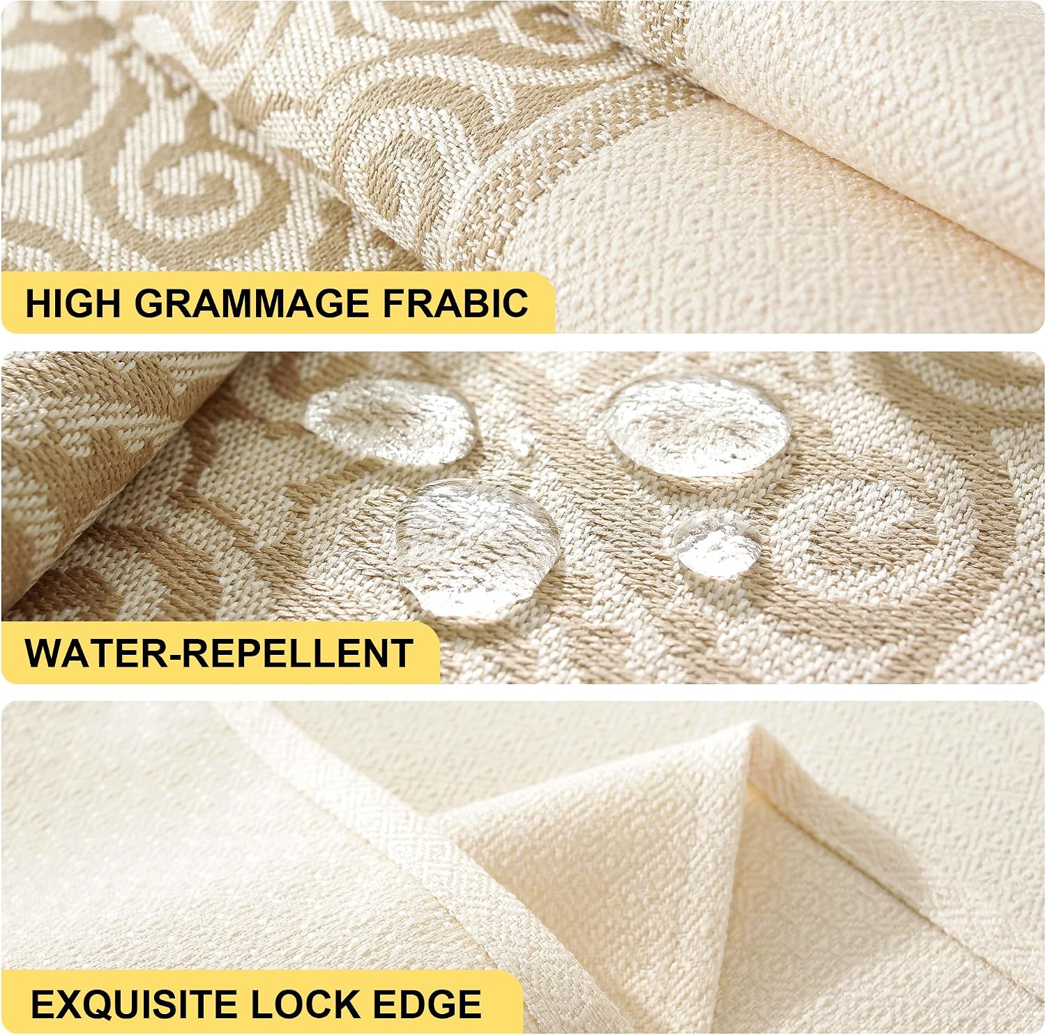 Linen Textured Tablecloth for Rectangle Tables | Heavy Duty Spillproof & Water Resistant Woven Table Cover for