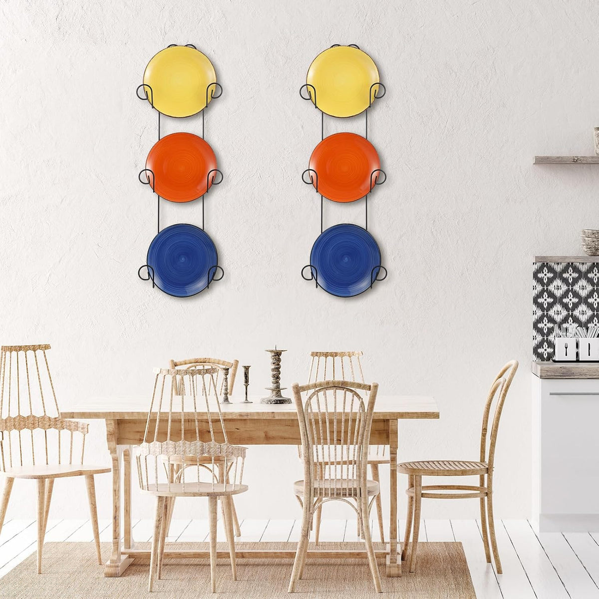 Set of 2 Plate Rack for Wall Vertical 3 Tier Metal Wall Plate Holder Display Hanger for Dishes Decorative Plates Arts